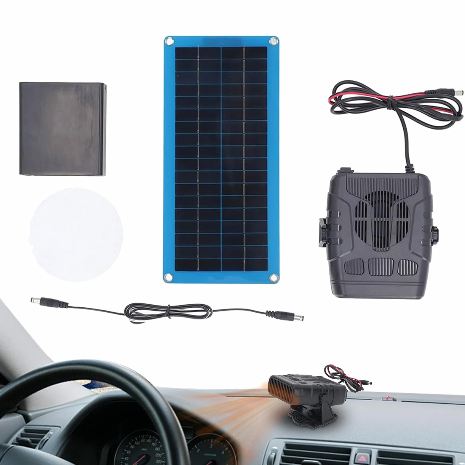 Kit de chauffage de serre solaire 30W avec chargeur de véhicule, chauffage de voiture portable, désembueur