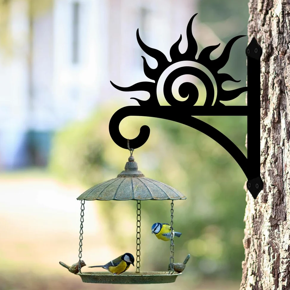 peacoblue Crochets en fer pour plantes - Lever de soleil - Pour extérieur et intérieur - Pour plantes suspendues - Lanterne - Mangeoire à oiseaux - 30,5 x 38,1 cm - Support mural en métal résistant