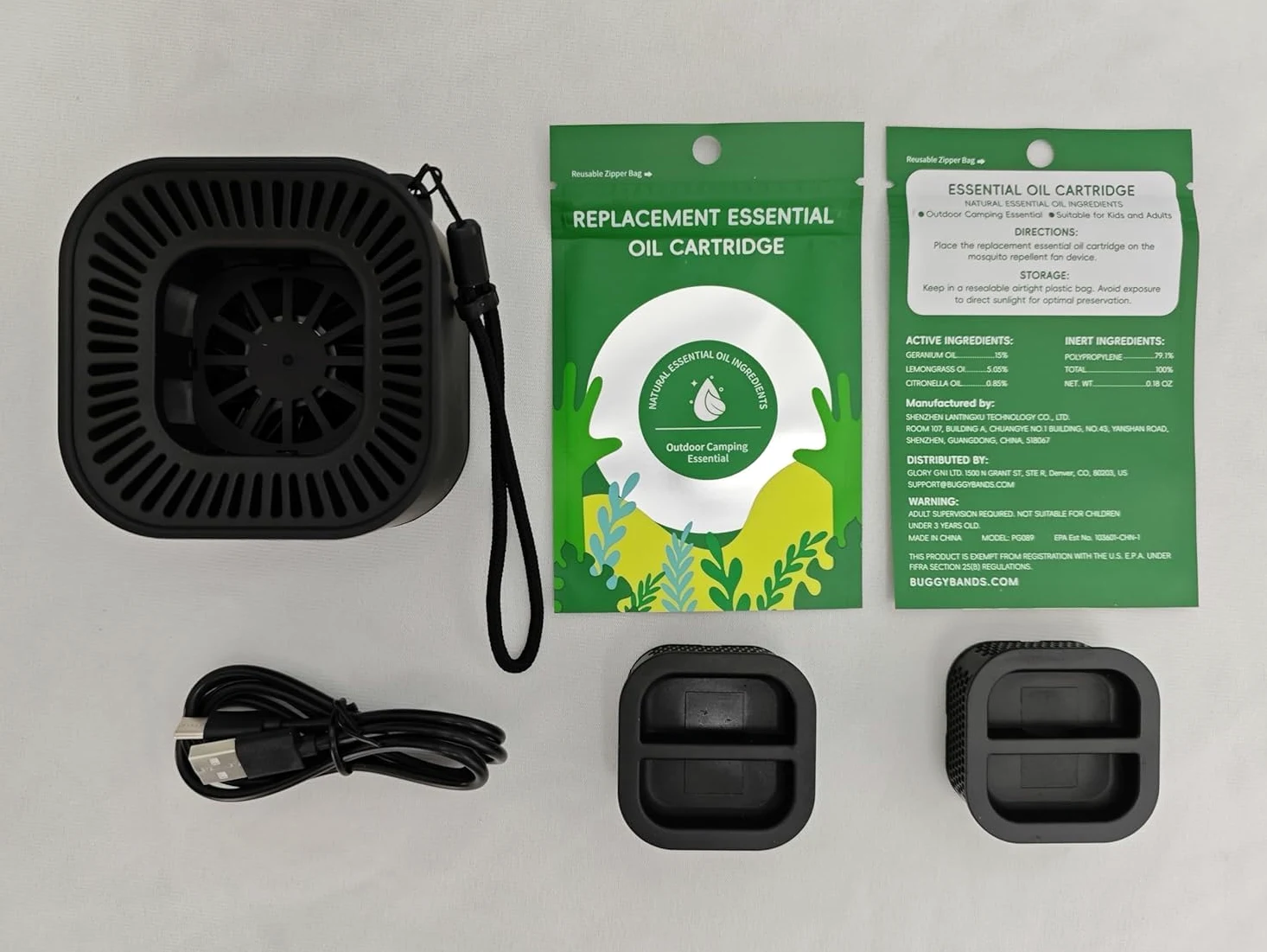 BuggyBands Répulsif anti-moustiques portable pour extérieur et intérieur - Rechargeable - Zone de couverture de 6 m pour le camping, la randonnée, le jardin - Sans danger pour les enfants et les
