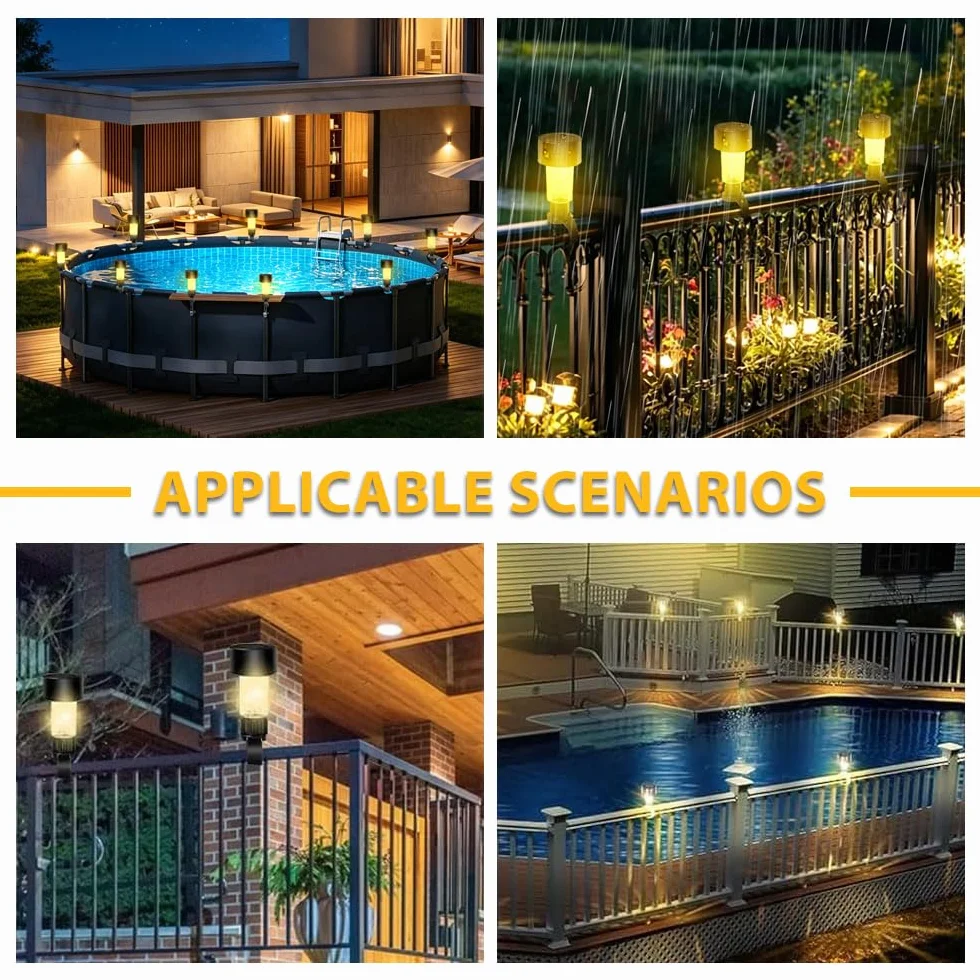 Lampes Solaires de Bassin RGB LED Lot de 8, Éclairage Piscine Hors Sol
