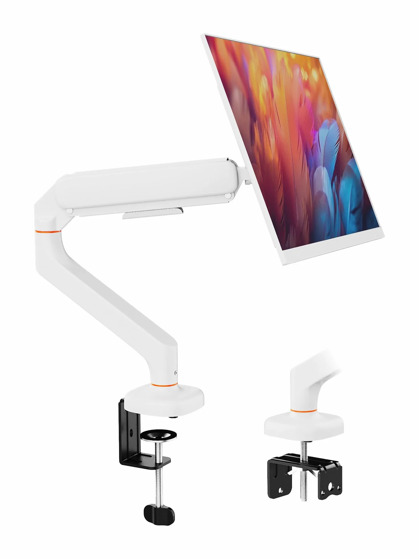 Ibergrif Support Écran PC Bras 13-32 Pouces VESA 75/100mm Réglable Hauteur Inclinable Pivotant Rotatif Gestion Câbles Blanc MA001W