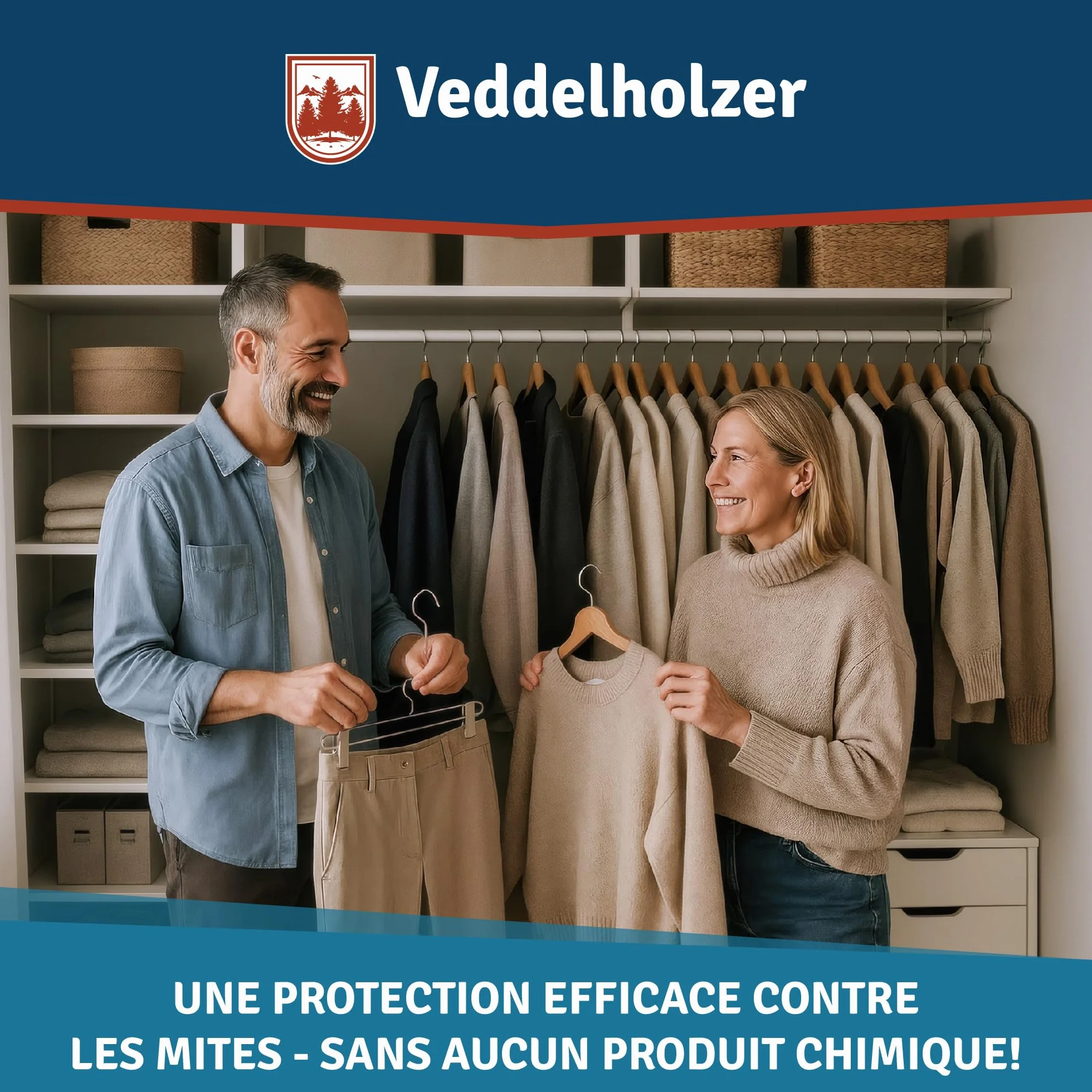 Veddelholzer Lot de 8 pièges à mites de vêtements - Piège triangulaire avec crochets et surface adhésive - Sans odeur et non toxique