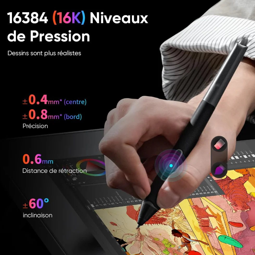XP-PEN Artist Pro 16 (Gen 2) Tablette Graphique Dessin Écran Laminé Stylet 16K Pressions 2560x1600 159% sRGB