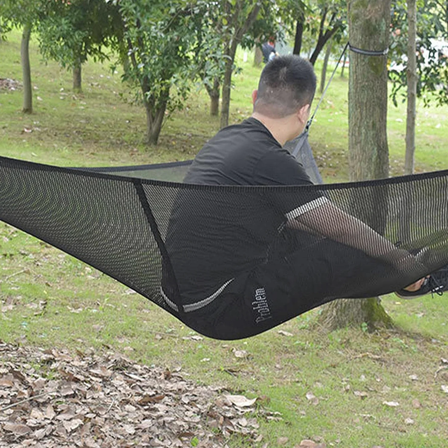 Portable Hamac de Camping Triangle Pas de Terrain Plat hamac aérien géant Conception à 3 Points hamac Multi-Personnes en Maille à Haute Charge Balcon Voyage