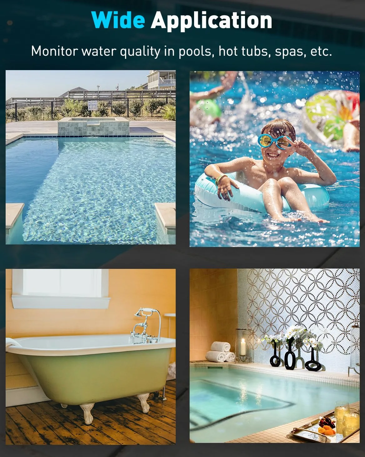 Pawfly Kit Test Eau Numérique 7 en 1 50 Bandelettes Test Spa Testeur Eau Piscine Numérique pH Dureté Totale Chlore Total Chlore Libre Alcalinité Totale Acide Cyanurique et Brome