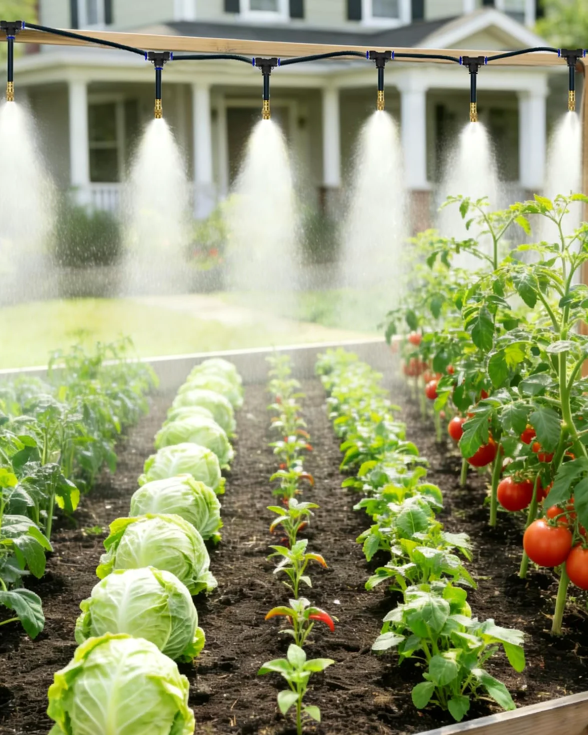 Système d'irrigation goutte à goutte, 60 m, 0,8 cm, kit d'arrosage de jardin amélioré en 2026 avec 32 buses en cuivre réglables à 360°, système d'arrosage automatique pour plates-bandes surélevées