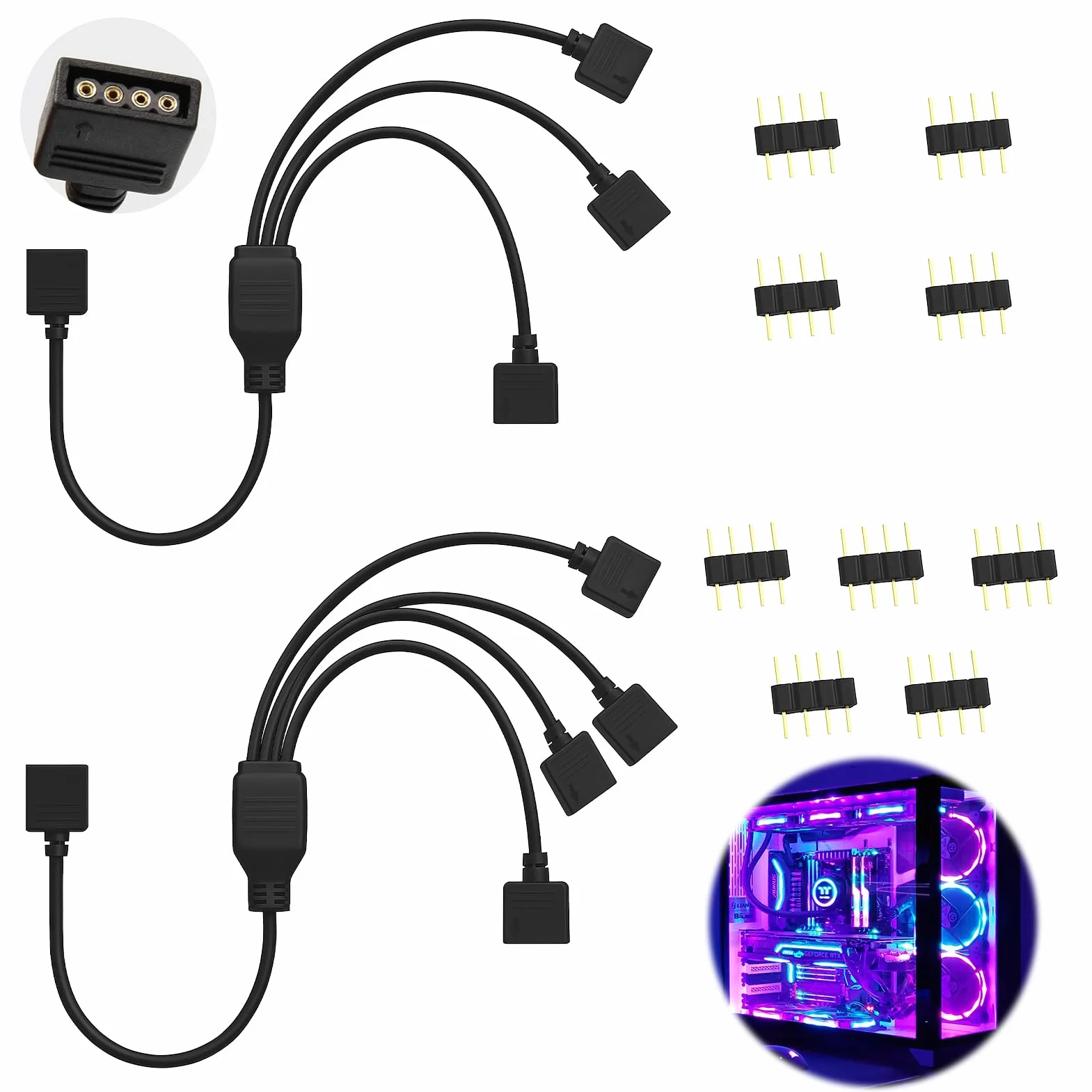 Câble Répartiteur ARGB 5V 4 Broches, Hub ARGB et Fan Splitter 30 cm pour PC