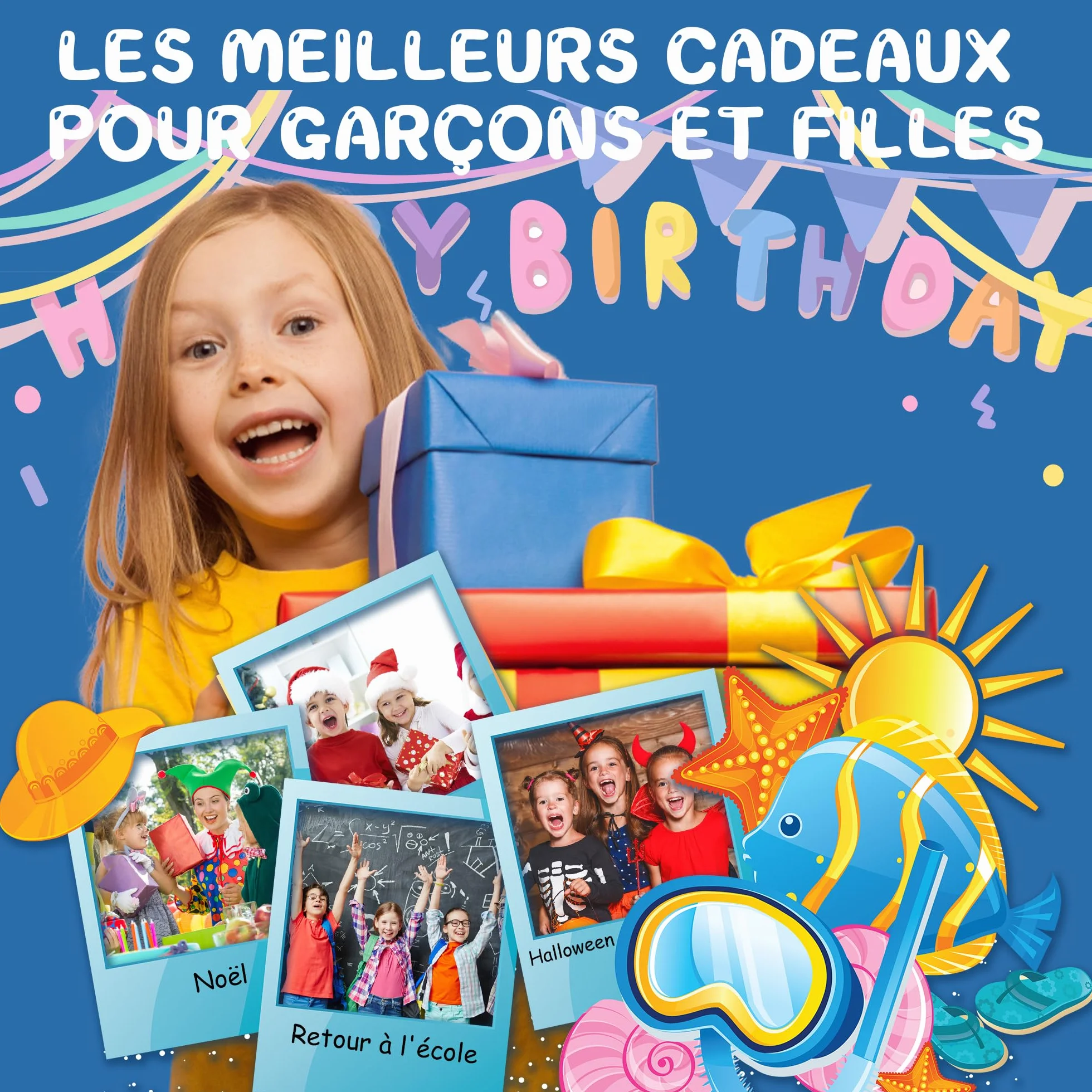 GIGART Tablette d'écriture LCD 15 pouces écran coloré effacement verrouillable cadeau anniversaire 3-12 ans bleu foncé