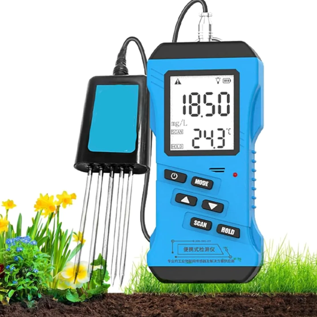 Testeur de sol – Testeur de pH 7 en 1, humidité, conductivité nutritive, phosphore, potassium, NPK Testeur de fertilité du sol avec haute précision et sensibilité numérique