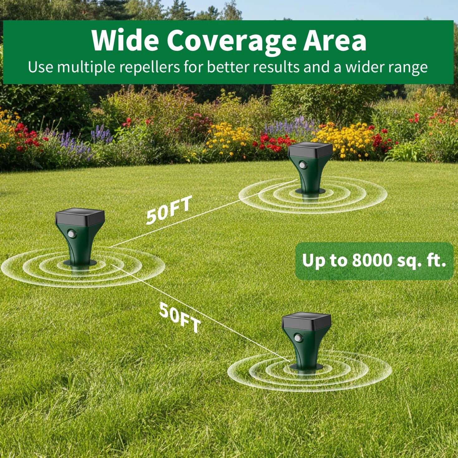 Keero Anti Taupe Solaire, Lot de 2 Répulsif Taupe Vibration et Ultrasons, Efficace Contre Les Taupes, Les Campagnols, Les Souris, Les Serpent, Ainsi Que Les Rongeurs de Jardin-Vert