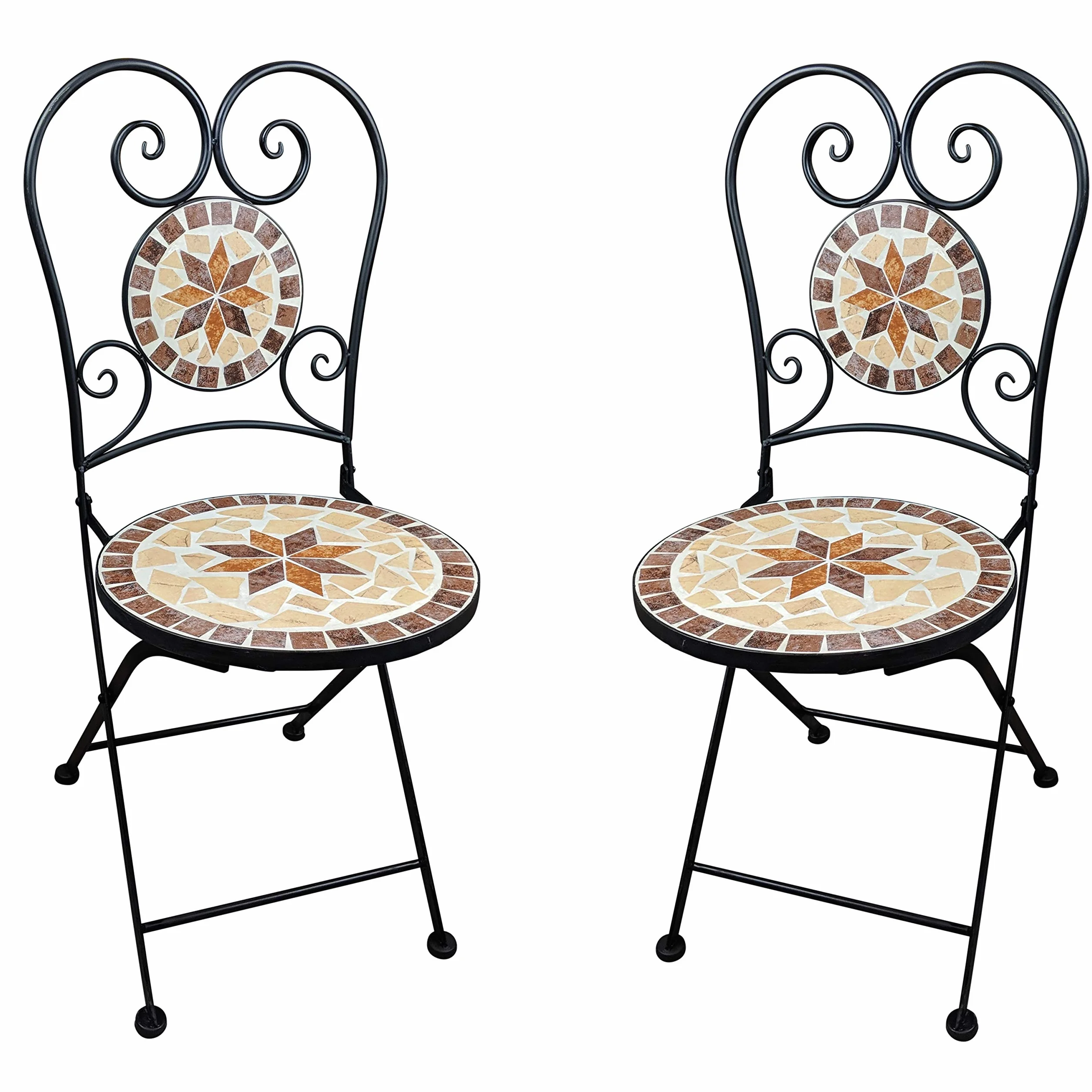 Chaise de Jardin Mosaic Pliante Balcon Ensemble Bistro Meubles de Jardin en métal