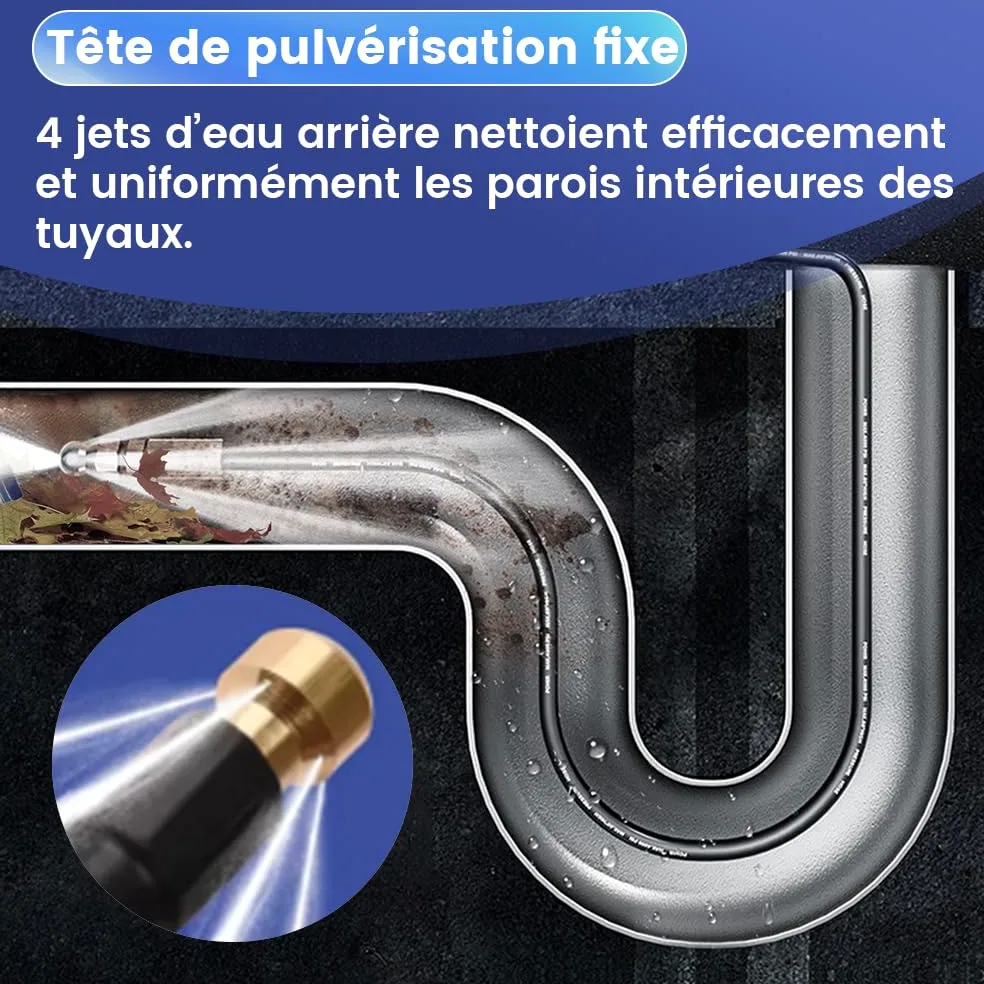 XIIW Tuyau Déboucheur Canalisation 30m 180bar Compatible avec Kärcher K2-K7 | Tuyau avec Adaptateur M22, Buse 4 Jets, Tuyaux pour Nettoyeur Haute Pression, Kit Furet Professionnel Deboucheur Canalisation