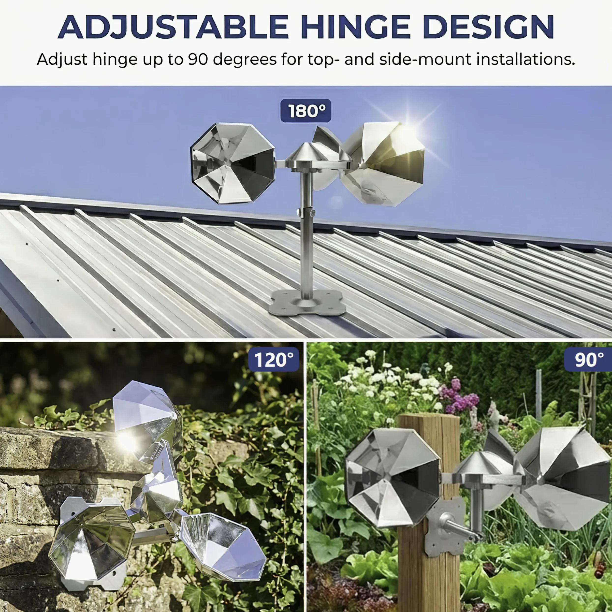 Dispositif réfléchissant pour oiseaux - Argenté - Éolienne - Pour l'extérieur - Empêche les pigeons et les mouettes de s'éloigner pour le jardin, la terrasse, la cour