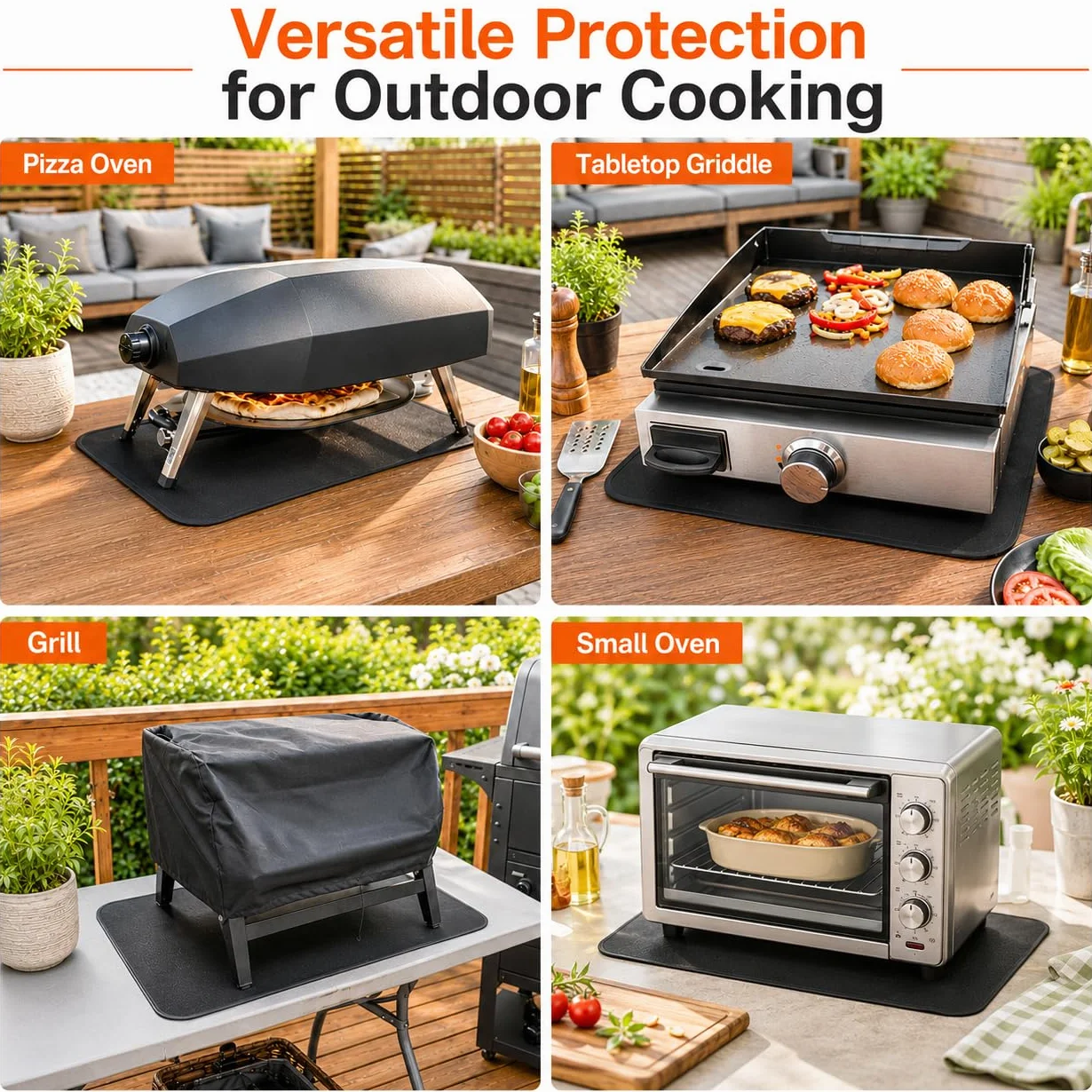 Blackstone Tapis de barbecue ignifuge imperméable résistant à la chaleur 61 x 91 cm noir