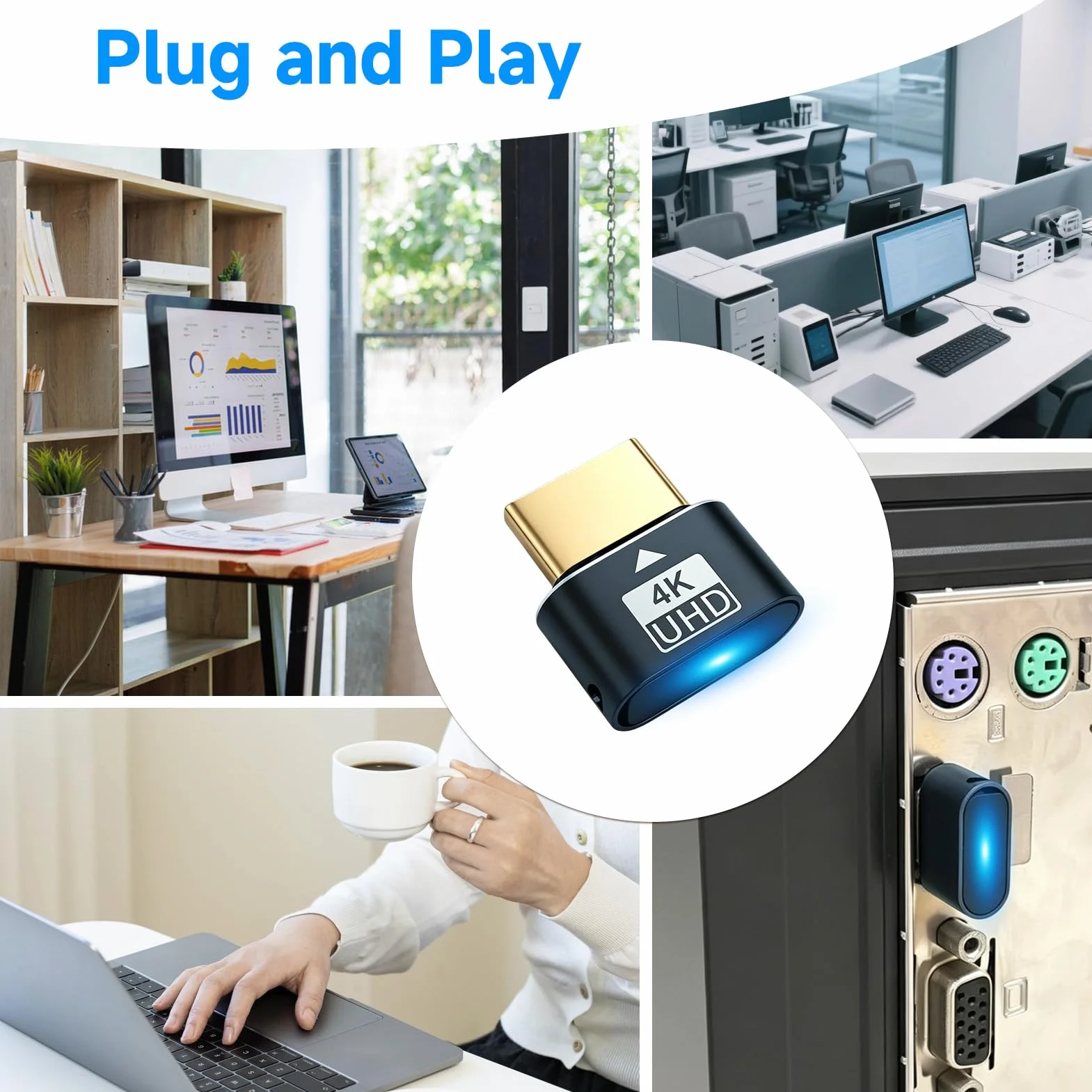Lot de 3 HDMI Dummy Plug 4K@60Hz, Émulateur d'Affichage Virtuel pour PC, Serveur, Minage GPU