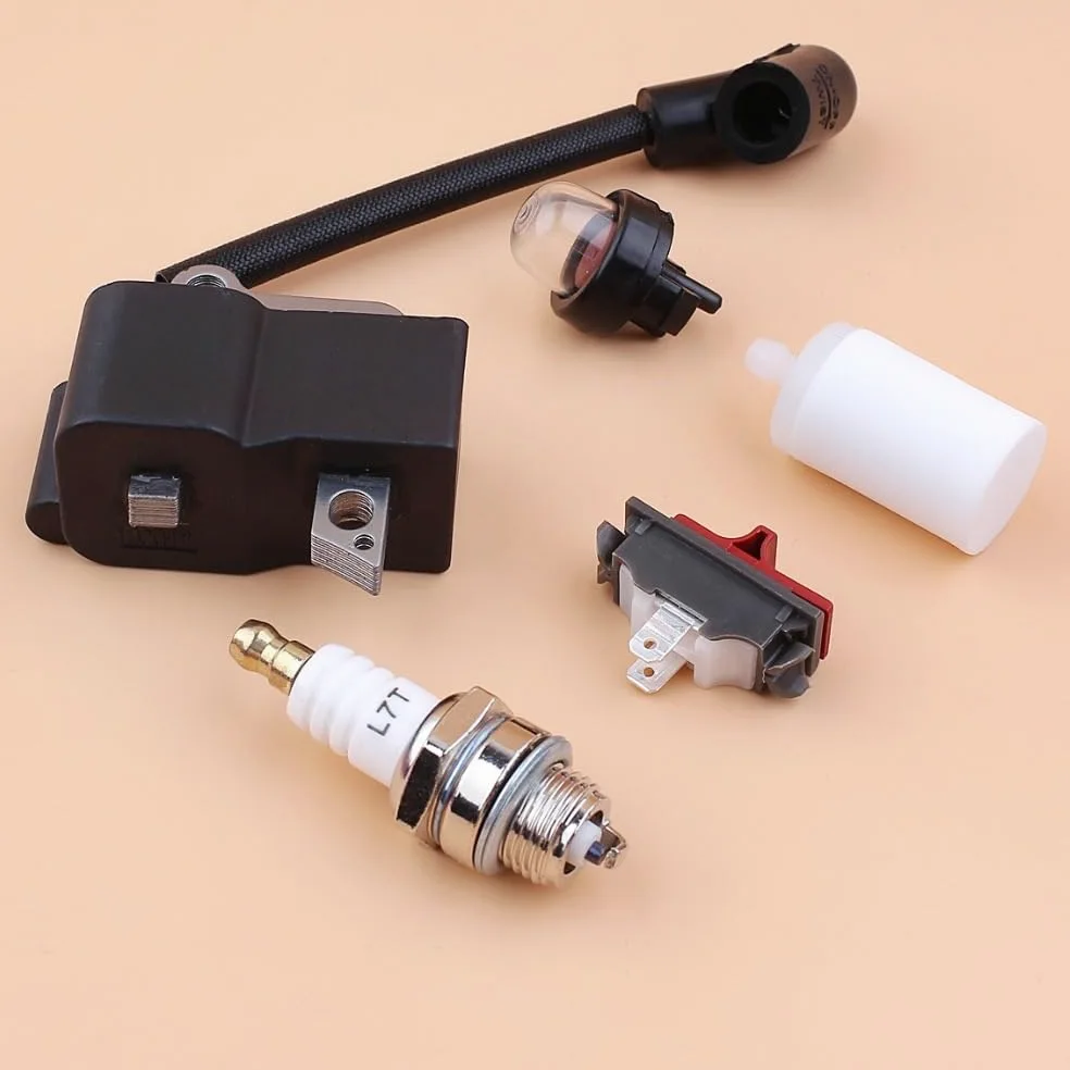 ROEDE Bobine d'allumage Interrupteur Marche/arrêt Bougie d'allumage Kit d'ampoule d'amorce adapté for Husqvarna 235R 232R 232L 240RJ débroussailleuse Tondeuse 537038501