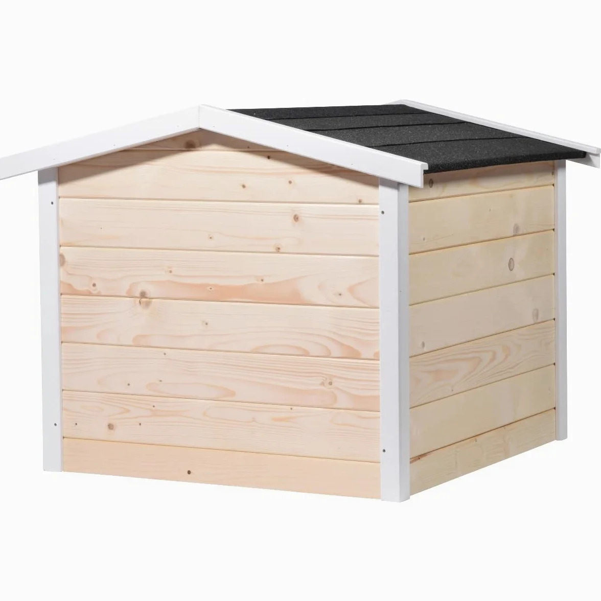 dobar® Garage pour Robot Tondeuse, en Bois, en kit, avec Toit bitumé, 76 x 68 x 52 cm, Naturel/Blanc