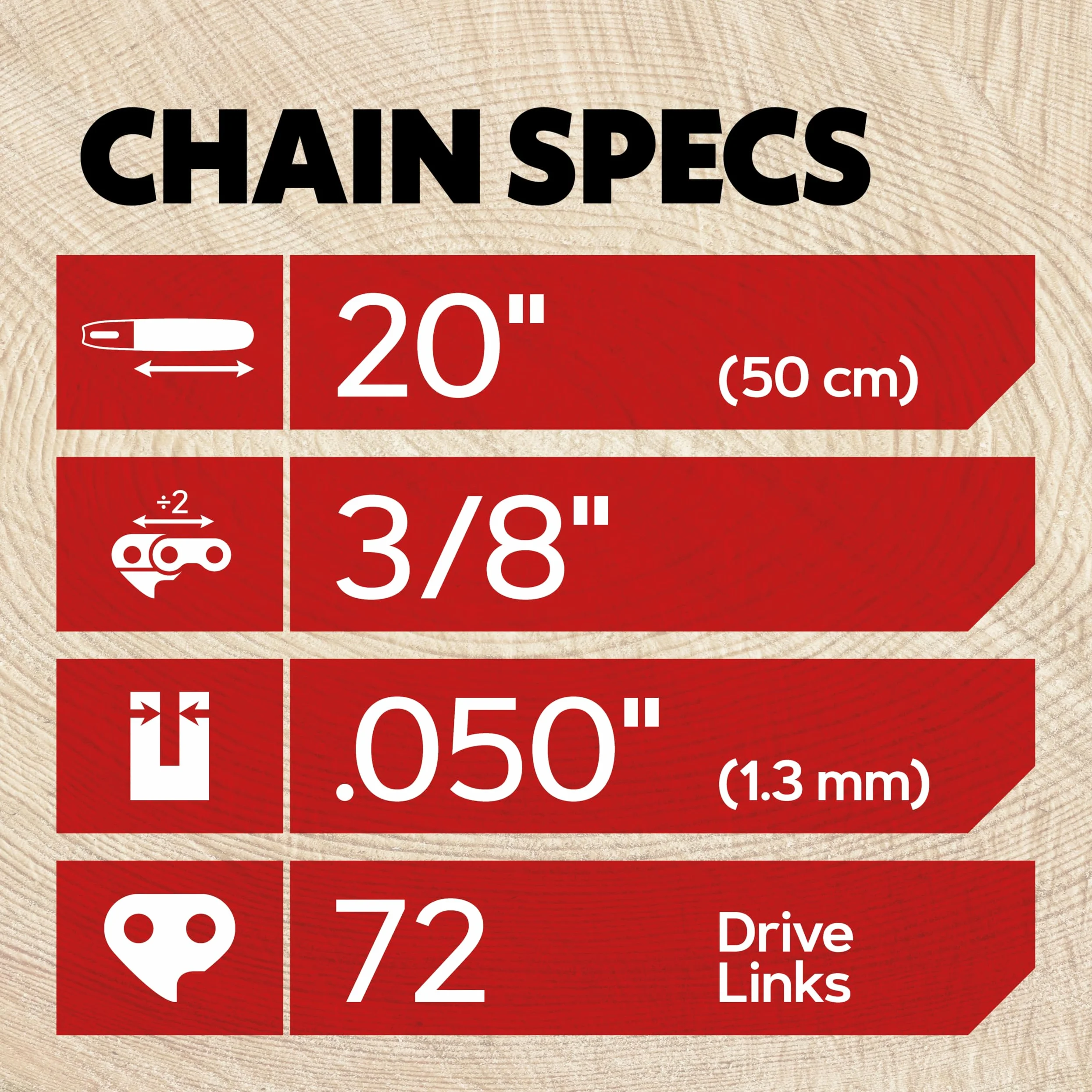 Oregon Lot de 3 Chaîne de Tronçonneuse 3/8" pour Guide de 50cm (20"), Jauge .050" (1,3mm), 72 Maillons - Stihl Chaîne Rechange, Ciseau complet, Compatible Stihl Modeles et plus