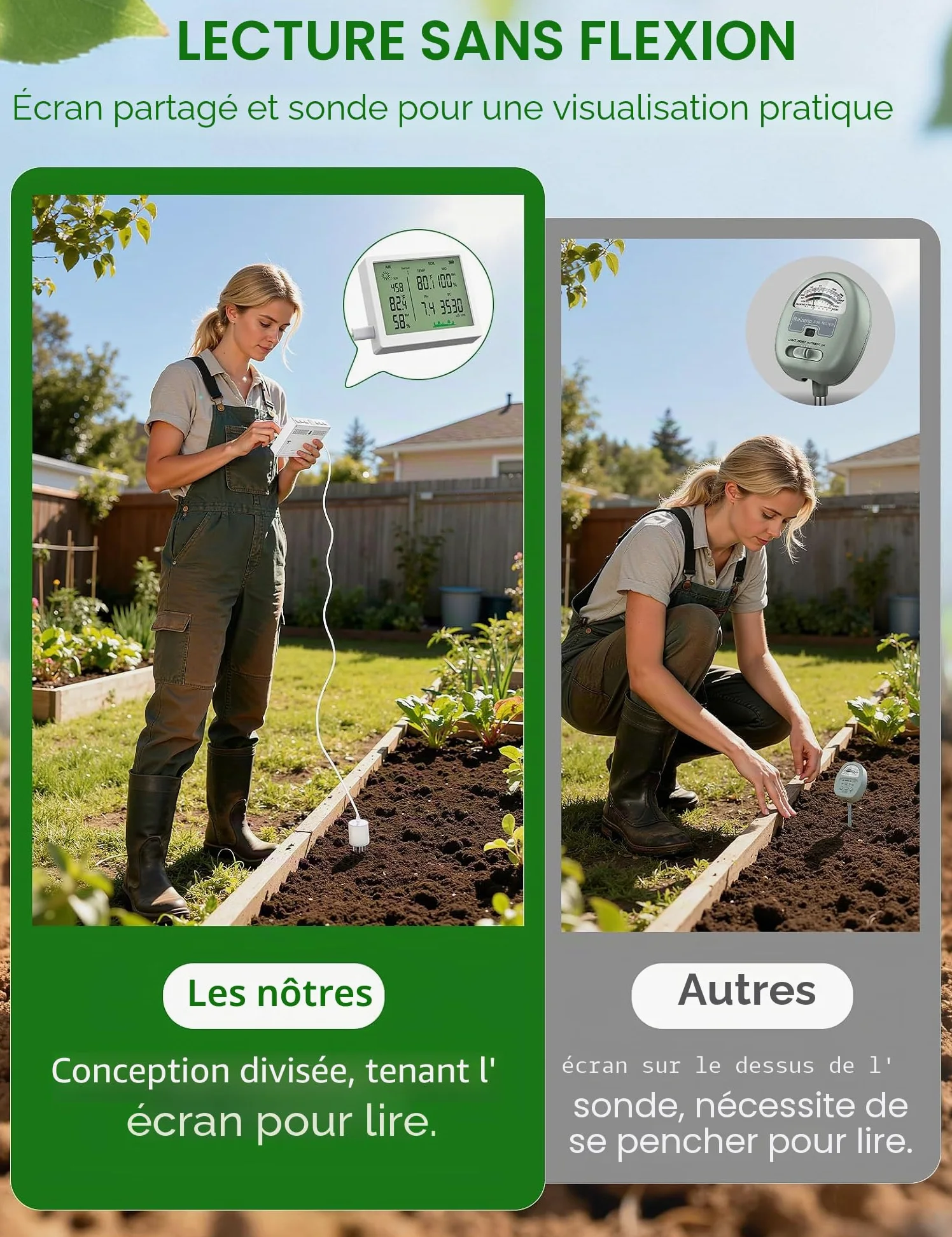 EXTSUD Testeur de pH du Sol 7 en 1, Testeur pour Humidité/Fertilité/pH/Température/Lumière/Humidité Ambiante/Température Ambiante, Humidimetre Hygrometre pour Pot de Fleurs Plante Jardin Ferme Cour