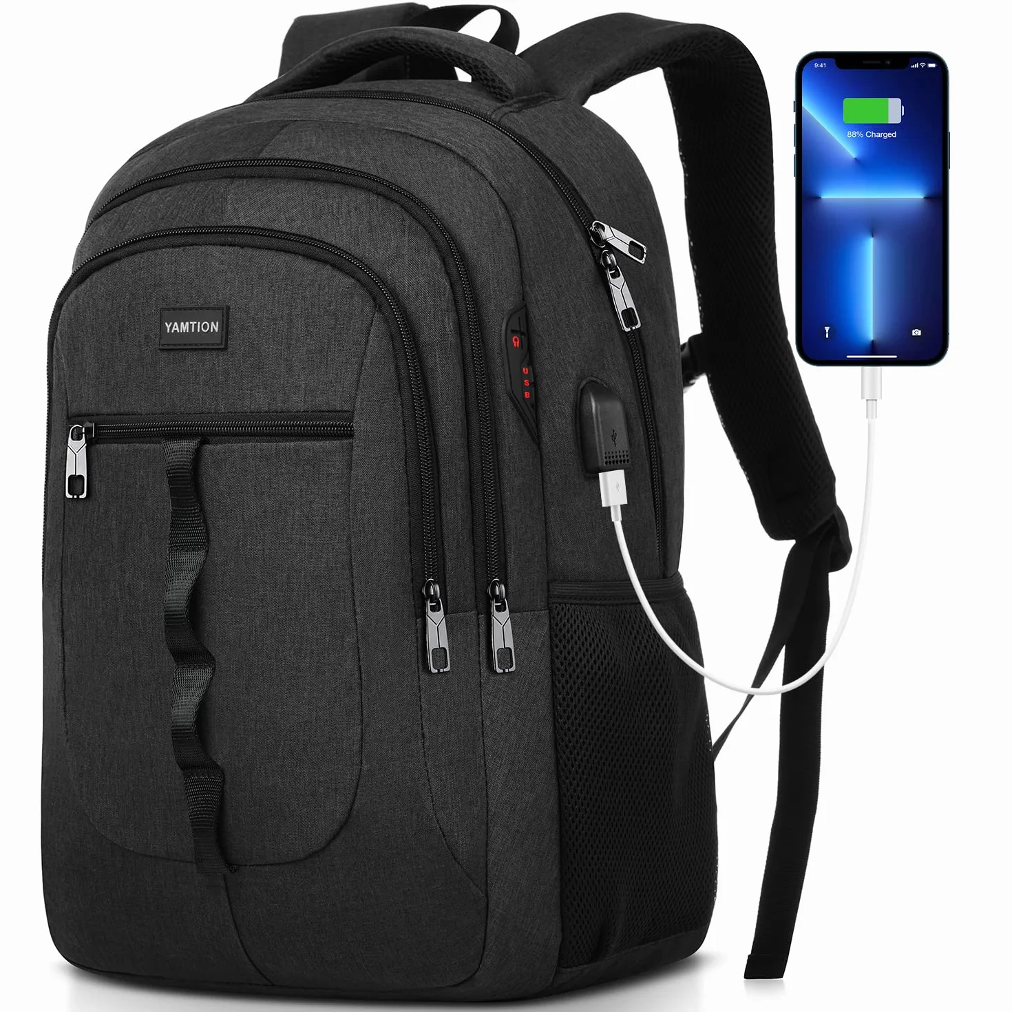 YAMTION Sac à Dos Scolaire Cartable Collège Lycée Université Homme Ado