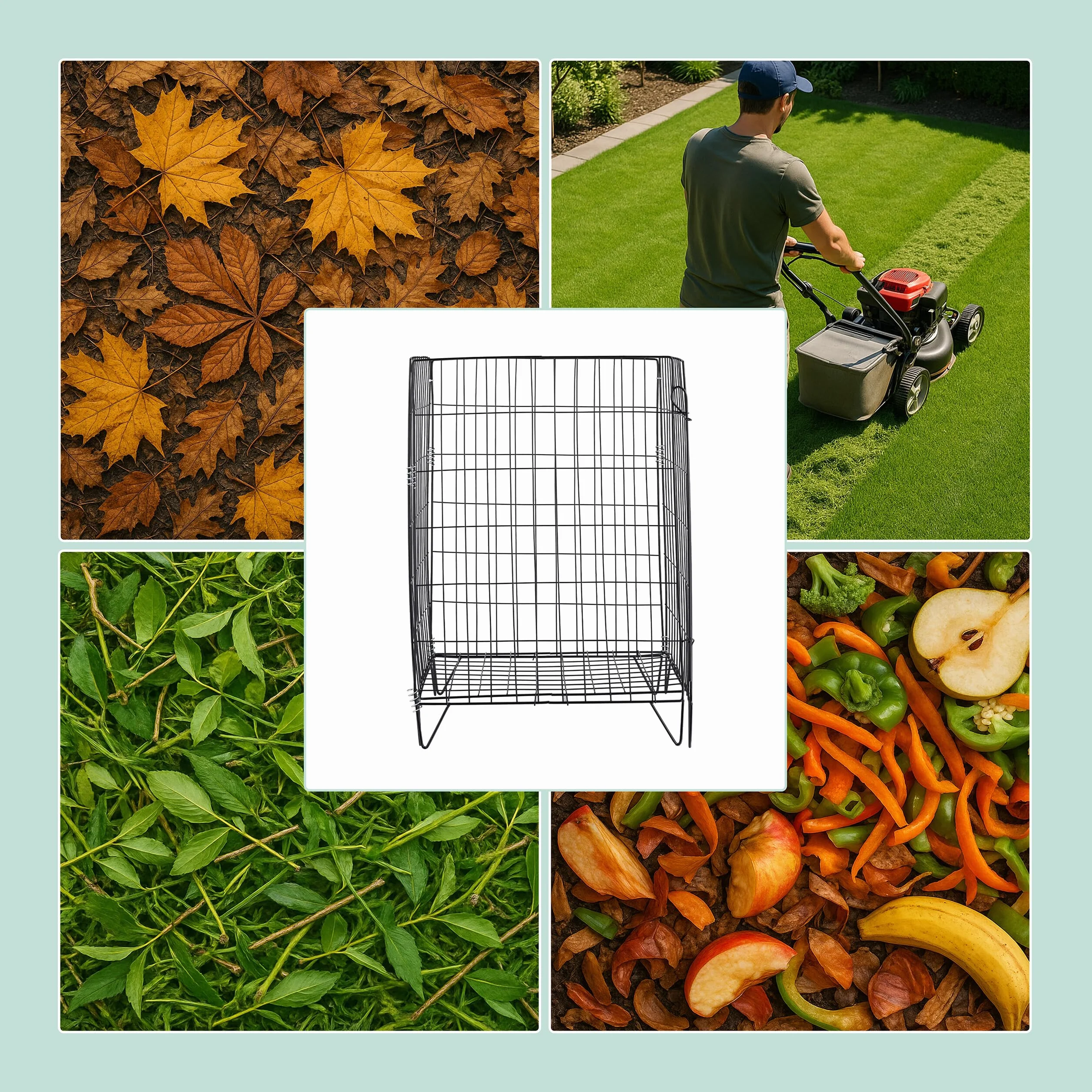Relaxdays Composteur de Jardin en métal, Fond grillagé et Pieds, pour déchets organiques, HLP : env. 68x46x46 cm, Noir