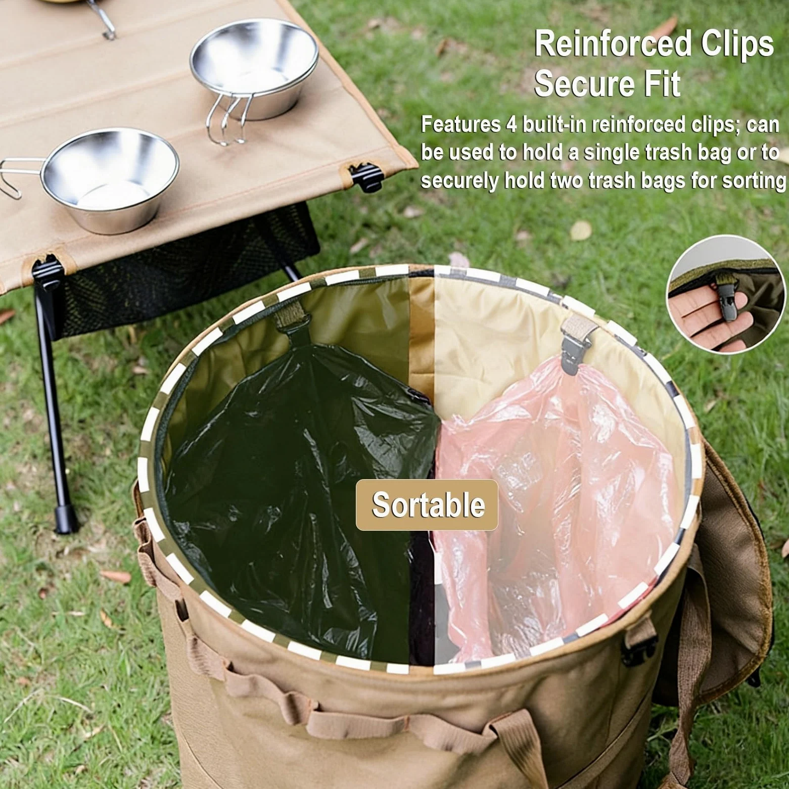 Sac à DéChets de Jardin,Poubelle de Camping,Grand Sac Pliable et Robuste avec PoignéEs,Poubelle RéUtilisable pour Feuilles,Ordures,Jouets,IdéAl Pour Le Jardinage,La RandonnéE(Black Forest)
