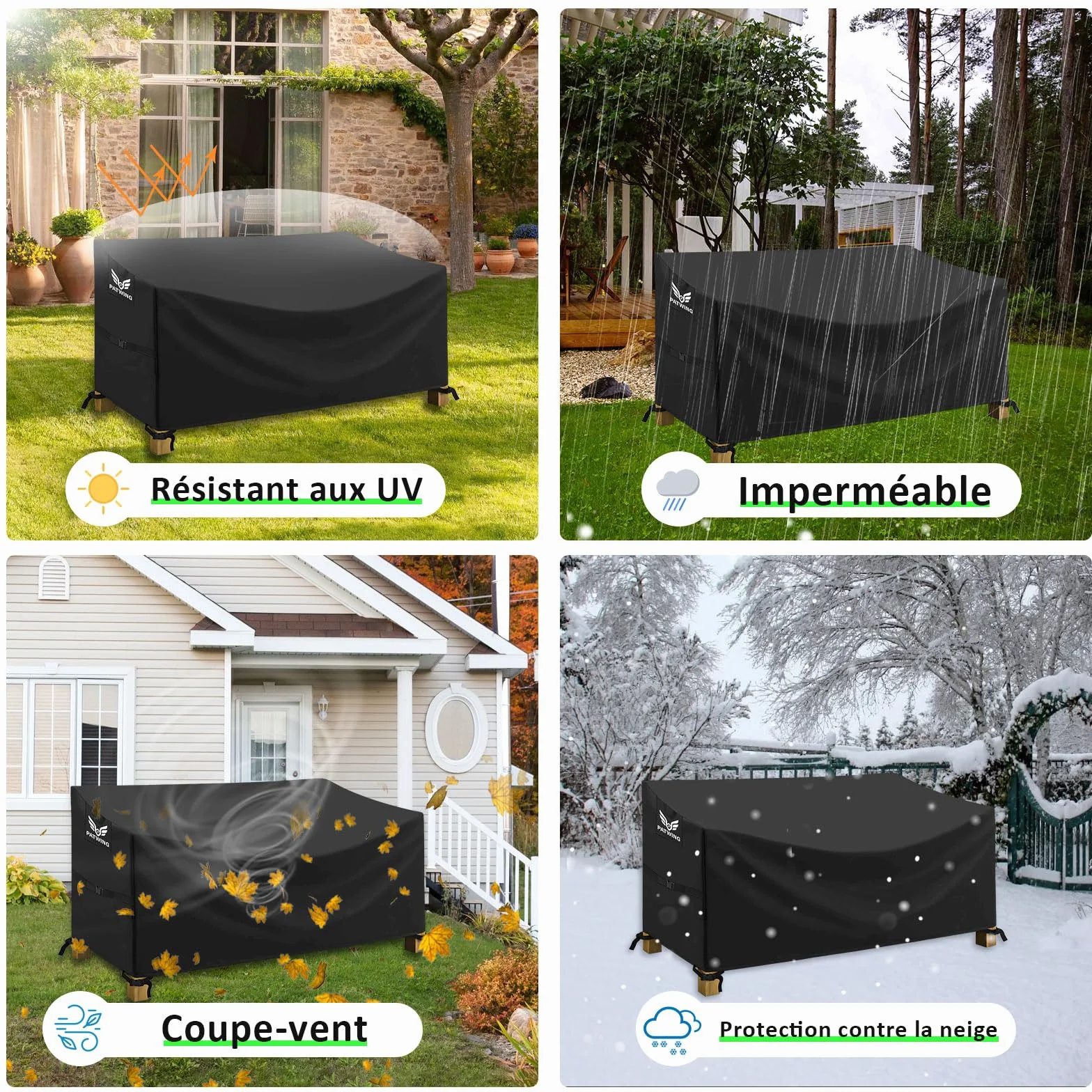 Housse Canapé Extérieur 600D Oxford Protection Anti-UV Banc Jardin 134x66x63/89cm