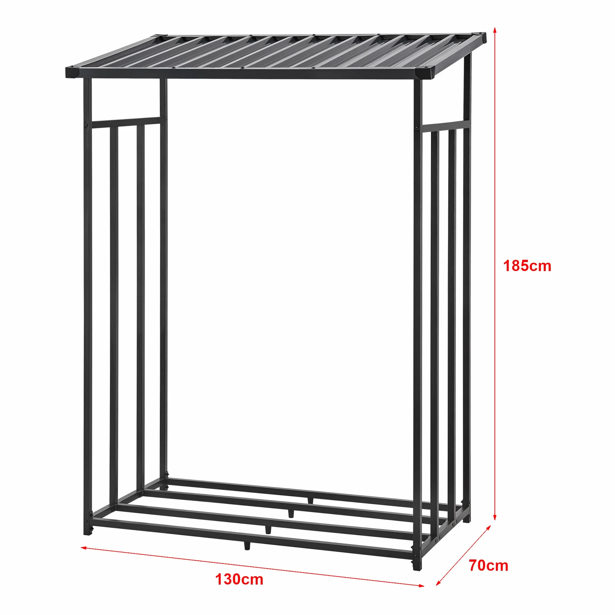 Casa.pro Abri-Bûches Couvert Housse Protection Support Bois de Chauffage Range-Bûches Stockage Extérieur Acier Galvanisé Laqué Polyester Métal Noir