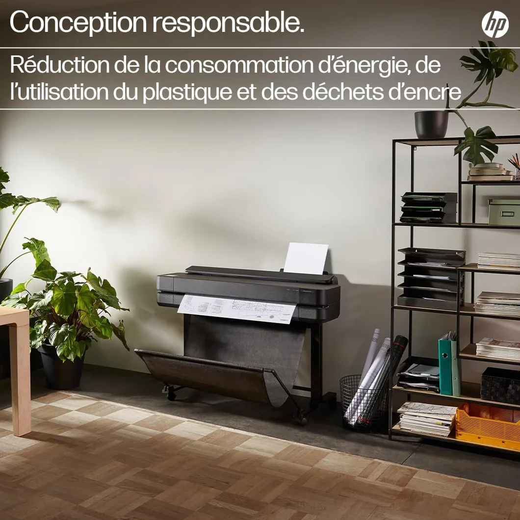 HP DesignJet T650 36 91cm Imprimante Grand Format Traceur A4-A0 82 Impressions A1/h Wi-Fi Ethernet USB 2400x1200dpi Noir