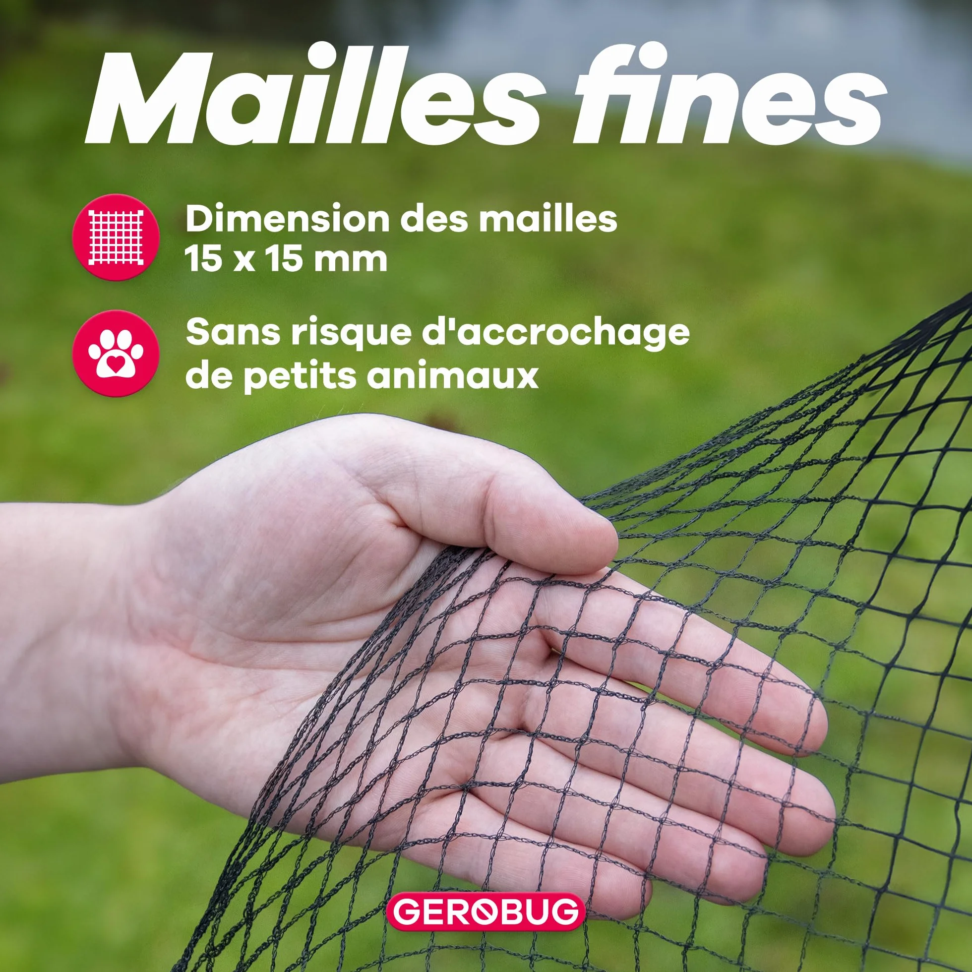 GEROBUG Filet de bassin mailles fines 5 x 2 m résistant aux intempéries UV protection hérons oiseaux filet