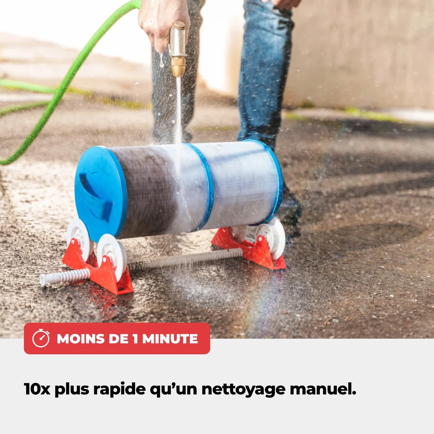NODI Roller Nettoyeur de Filtre Piscine Rotatif | Nettoyage Cartouche 1 Min | Économise 90% d'Eau | Compatible Toutes Cartouches