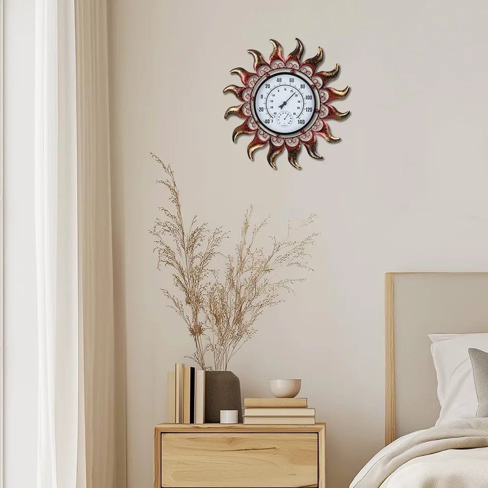 VEWOGARDEN Thermomètre d'extérieur en métal étanche 33 cm pour intérieur et extérieur