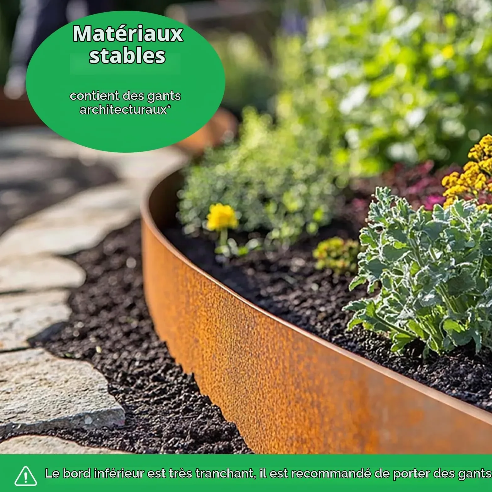 Bordure Jardin en Acier Corten 10M, 14cm H Bordure Jardin Exterieur Metal Rouille, Bordure Pelouse pour Les Parterres De Fleurs, AlléEs, Arbres Et Les Graviers, Etc. -1 Paire De Gants Incluse