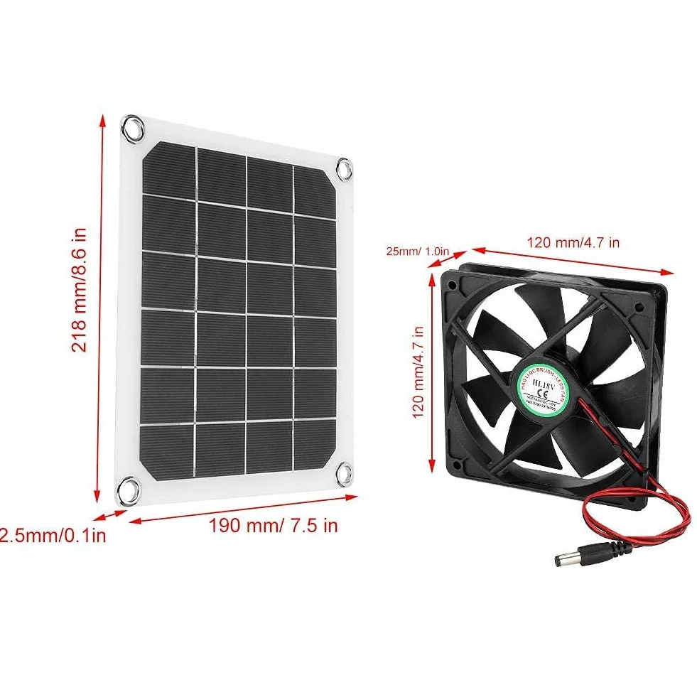 Ventilateur d'Extraction Solaire IP65 Étanche pour VR Serres Maisons