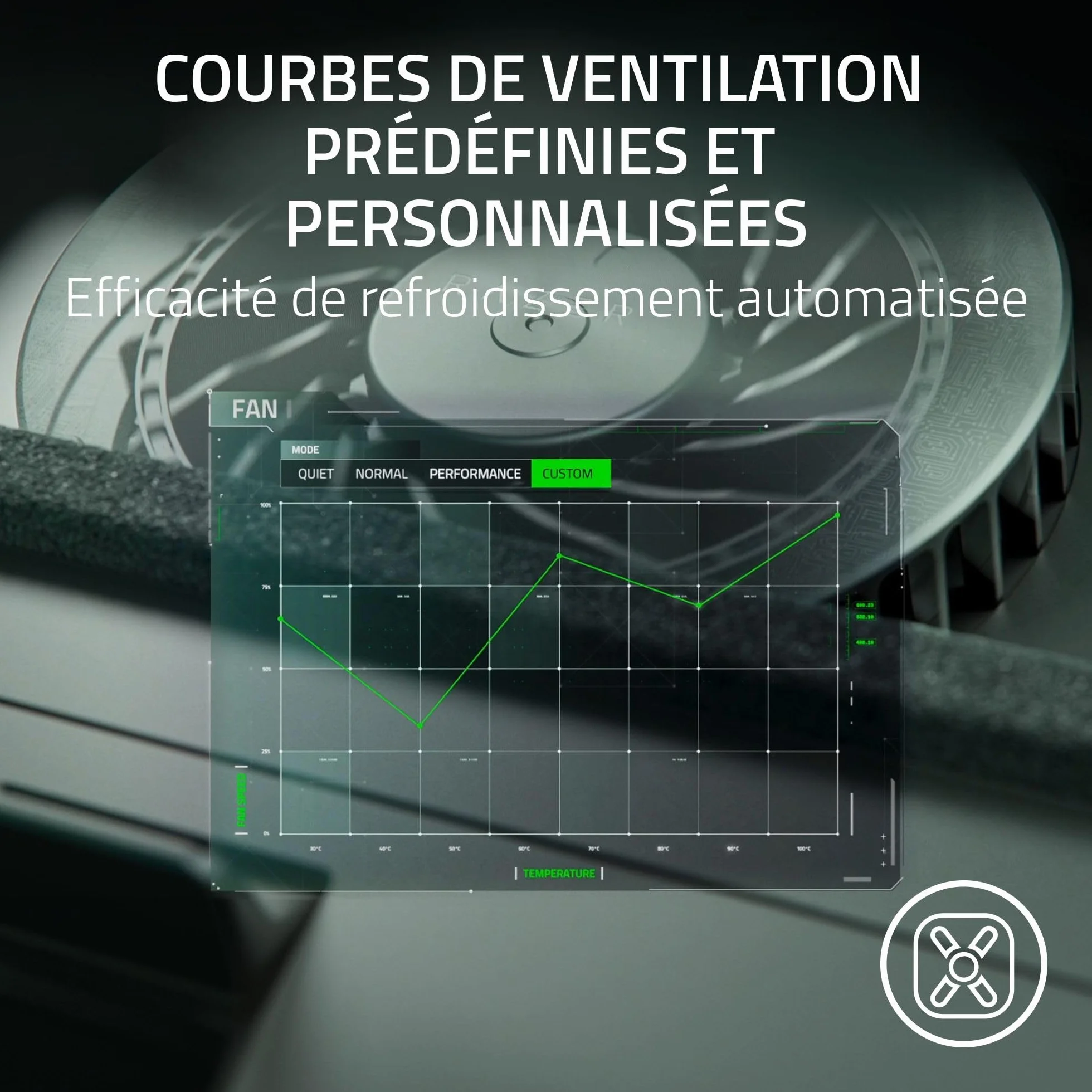 Razer Support de Refroidissement Intelligent pour Ordinateurs Portables 14-18 Pouces Chambre de Pression étanche à l'air Noir