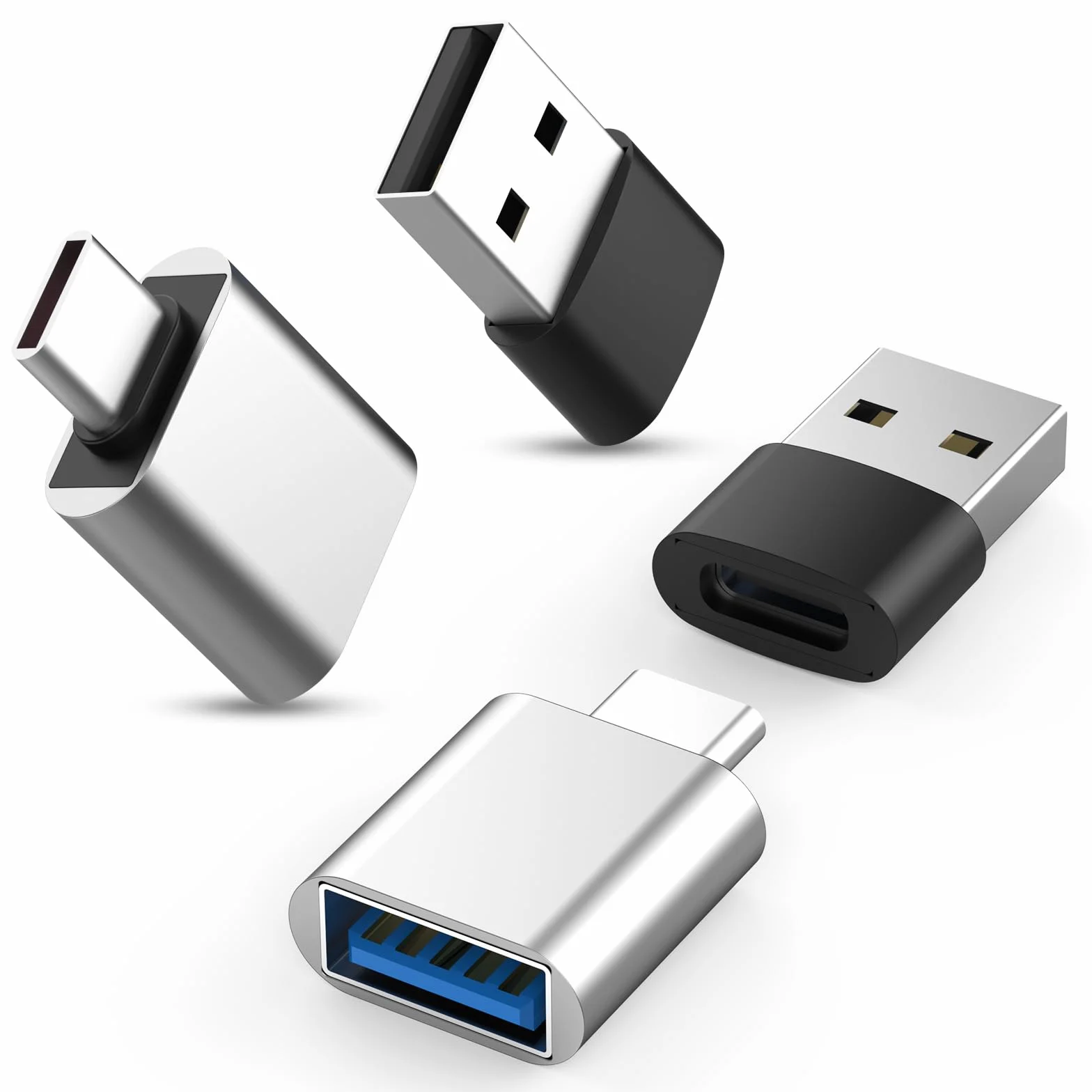 Adaptateur USB C vers USB 3.0 2 pièces Charge Rapide Data Sync Compatible iPhone 16 15 Plus Pro Max MacBook iPad Air Samsung