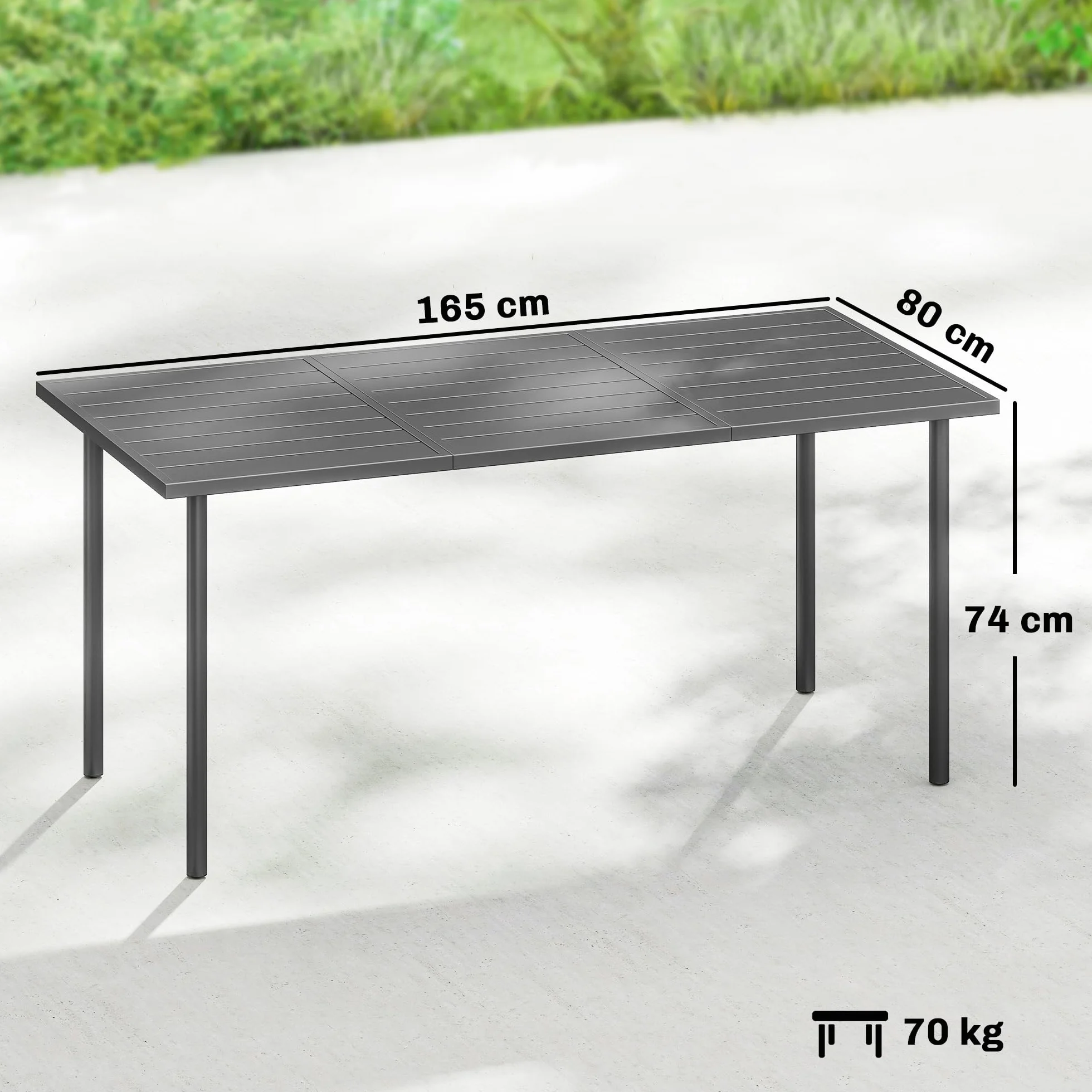 Outsunny Table de Jardin rectangulaire 165 x 80 cm métal Gris foncé