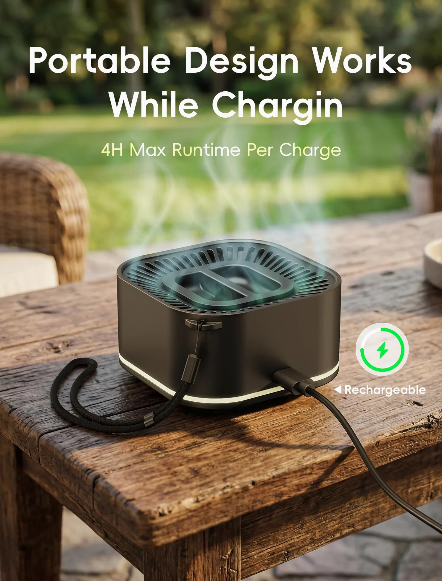 BuggyBands Répulsif anti-moustiques portable pour extérieur et intérieur - Rechargeable - Zone de couverture de 6 m pour le camping, la randonnée, le jardin - Sans danger pour les enfants et les