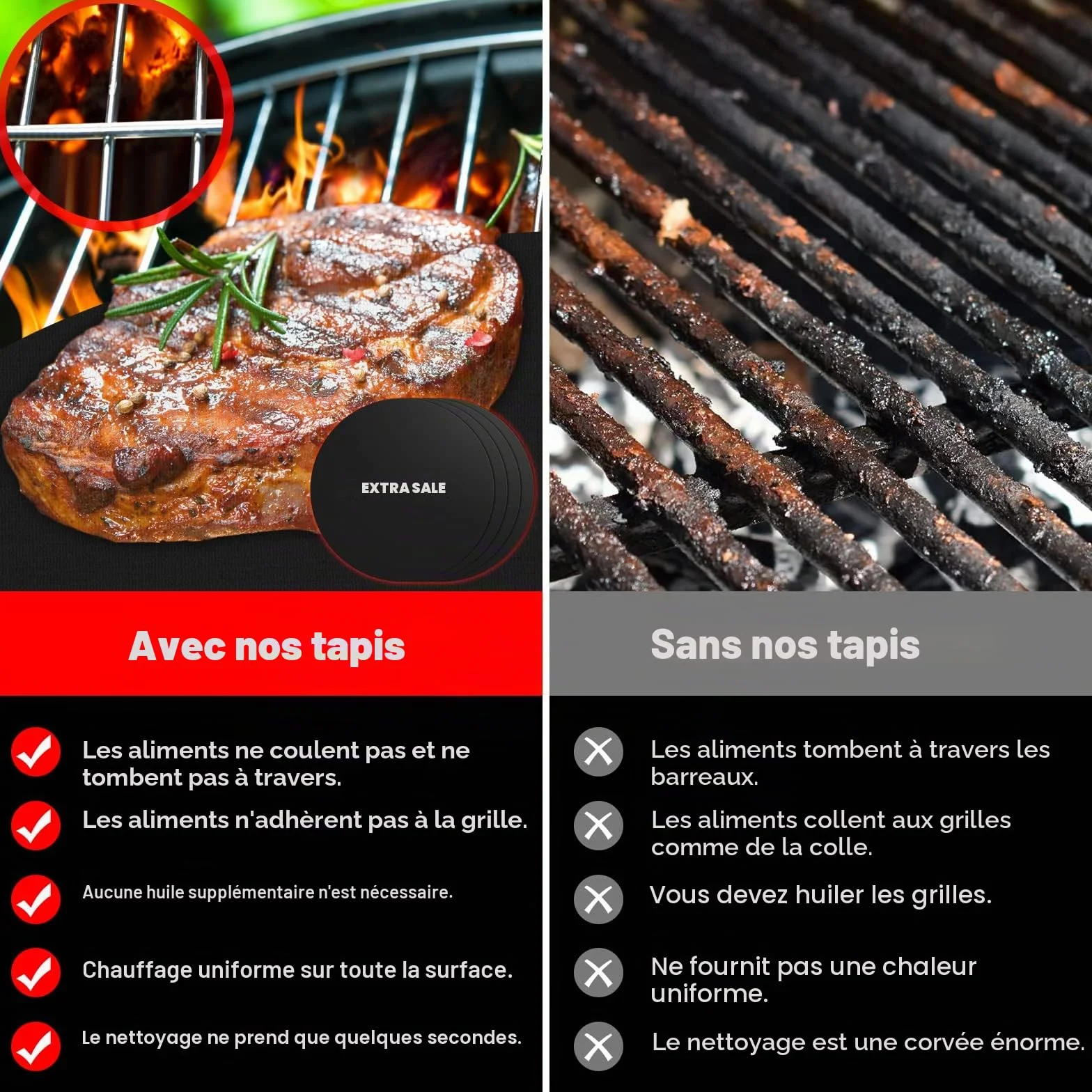 SPGOOD Lot de 5 Tapis de Cuisson pour Barbecue 40 x 32 cm Anti-adhérent sans PFOA Résiste à 260 °C