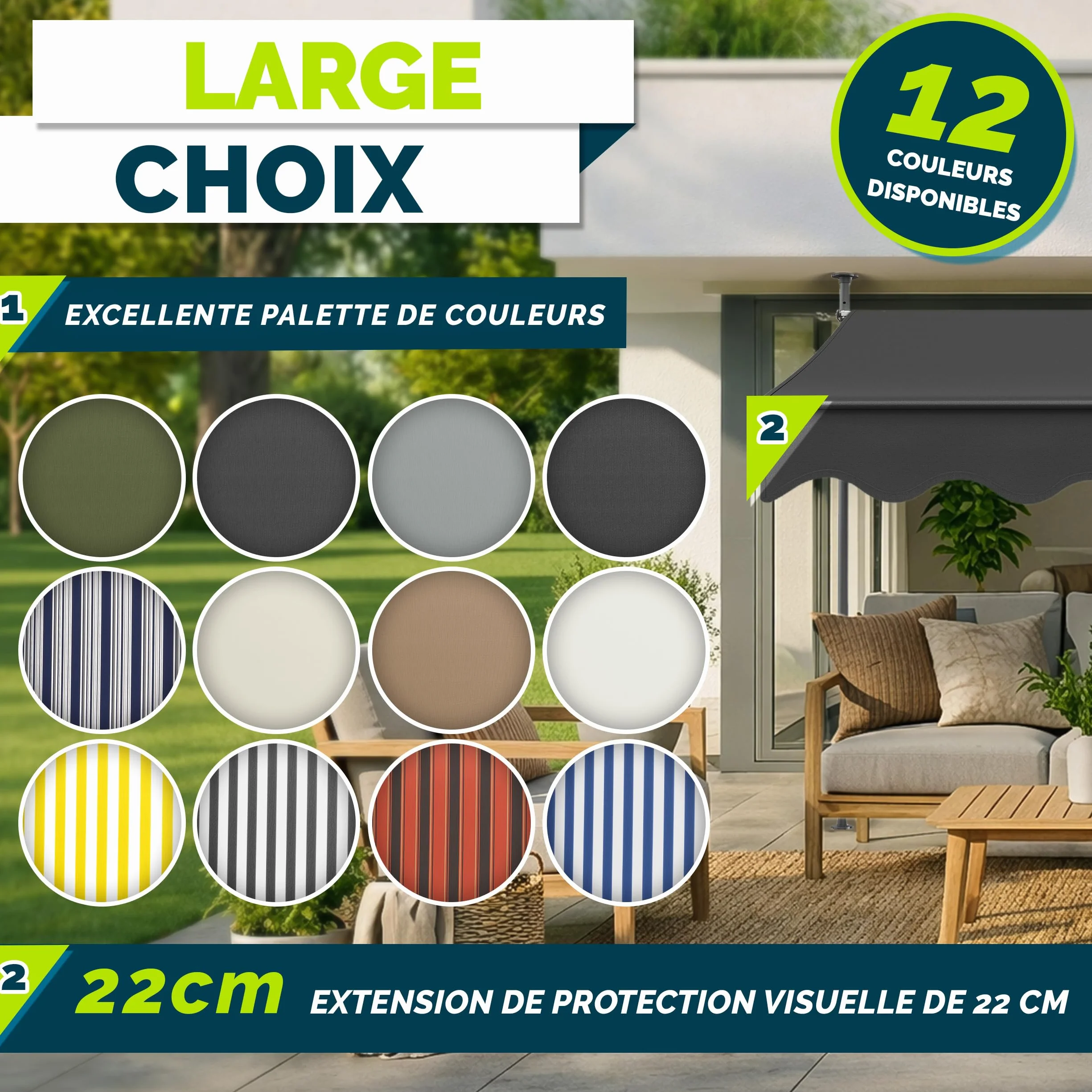 Markiza rétractable avec manivelle pour balcon terrasse sans percement auvent télescopique Anthracite 150cm