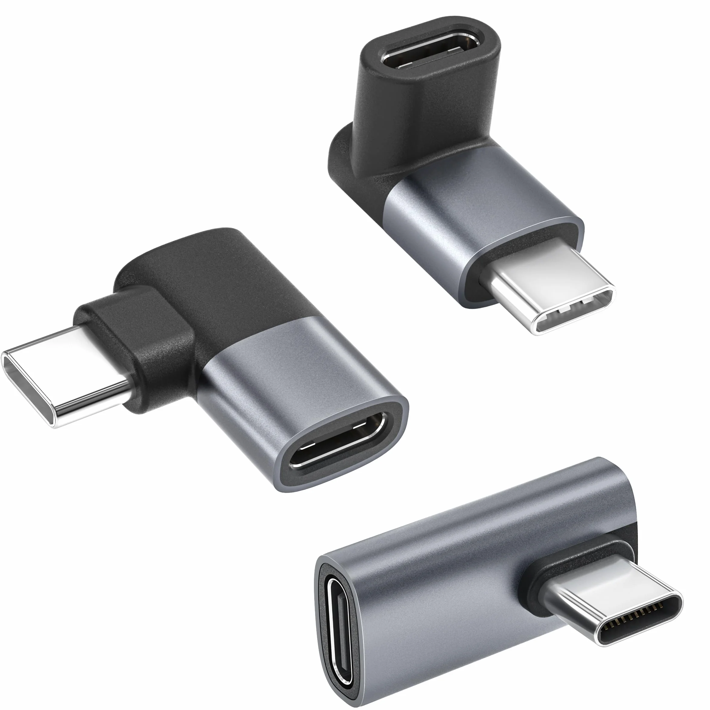 BASESAILOR Adaptateur USB C 90 Degrés 3Pack, PD 100W Convertisseur Angle Droit, USB4 40Gbps Thunderbolt 4 pour MacBook iPhone