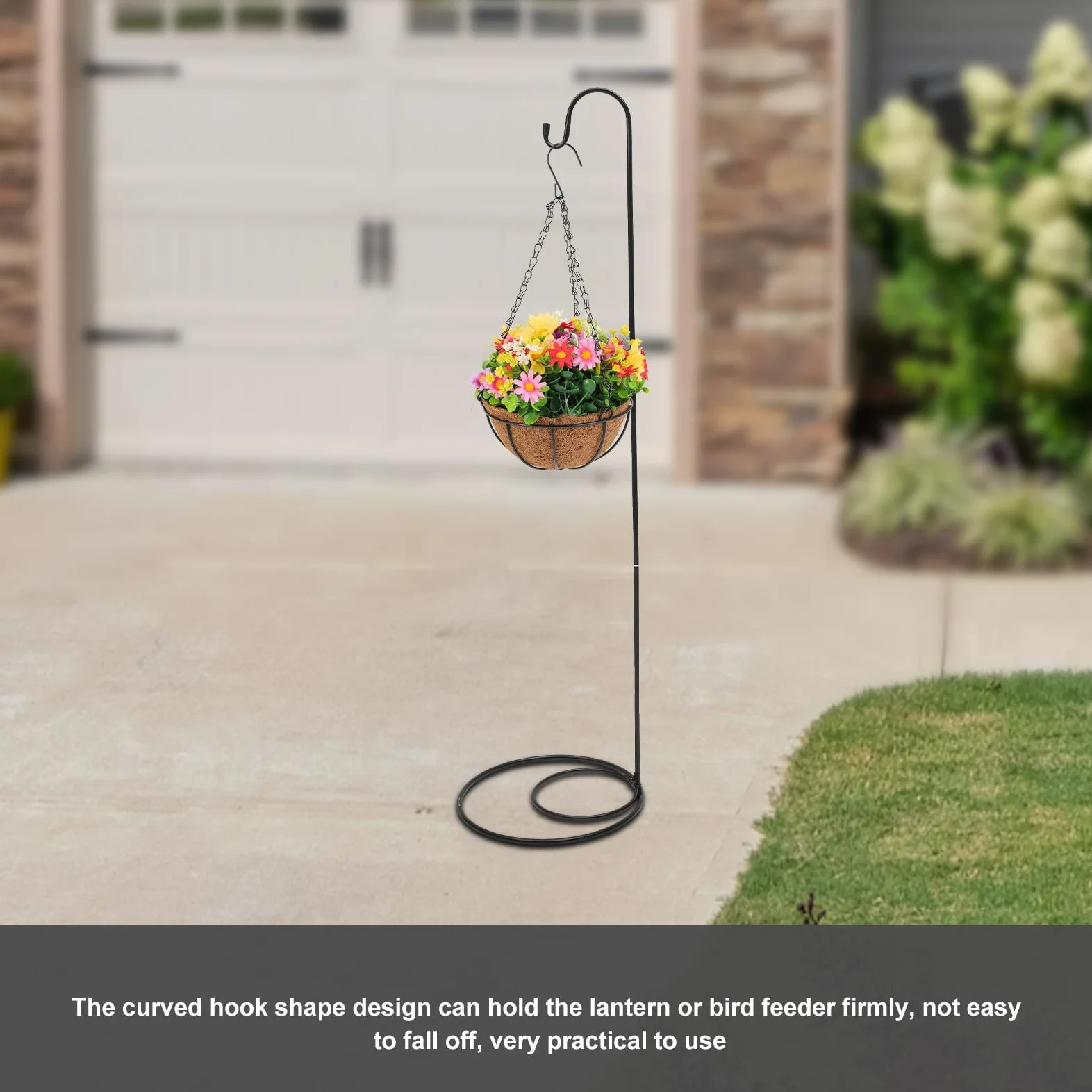 Crochet en Fer Noir Anti-rouille pour Jardin Extérieur, Installation Solide et Multi-usage, Support pour Lanternes Solaires et Pots de Fleurs Cour ou Parc