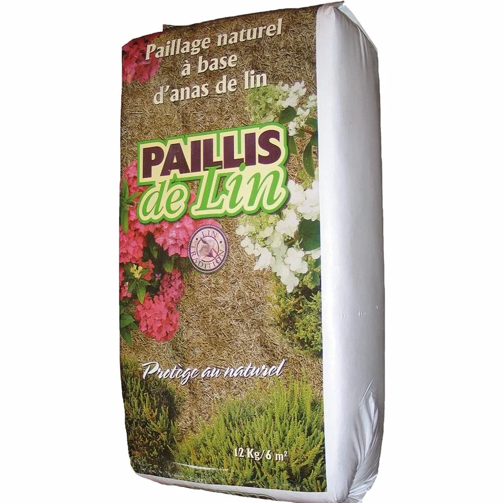 HYDROPLANETE Paillis de Lin 12kg 120L Naturel sans Graine Anti Mauvaises Herbes Rétention Eau Thermorégulation pH Neutre Potager