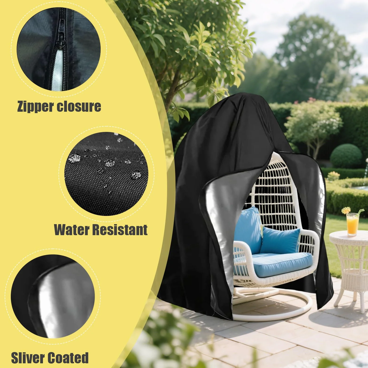 Housse de Chaise Suspendue Imperméable 210D Oxford 230 x 200 cm Protection Extérieur