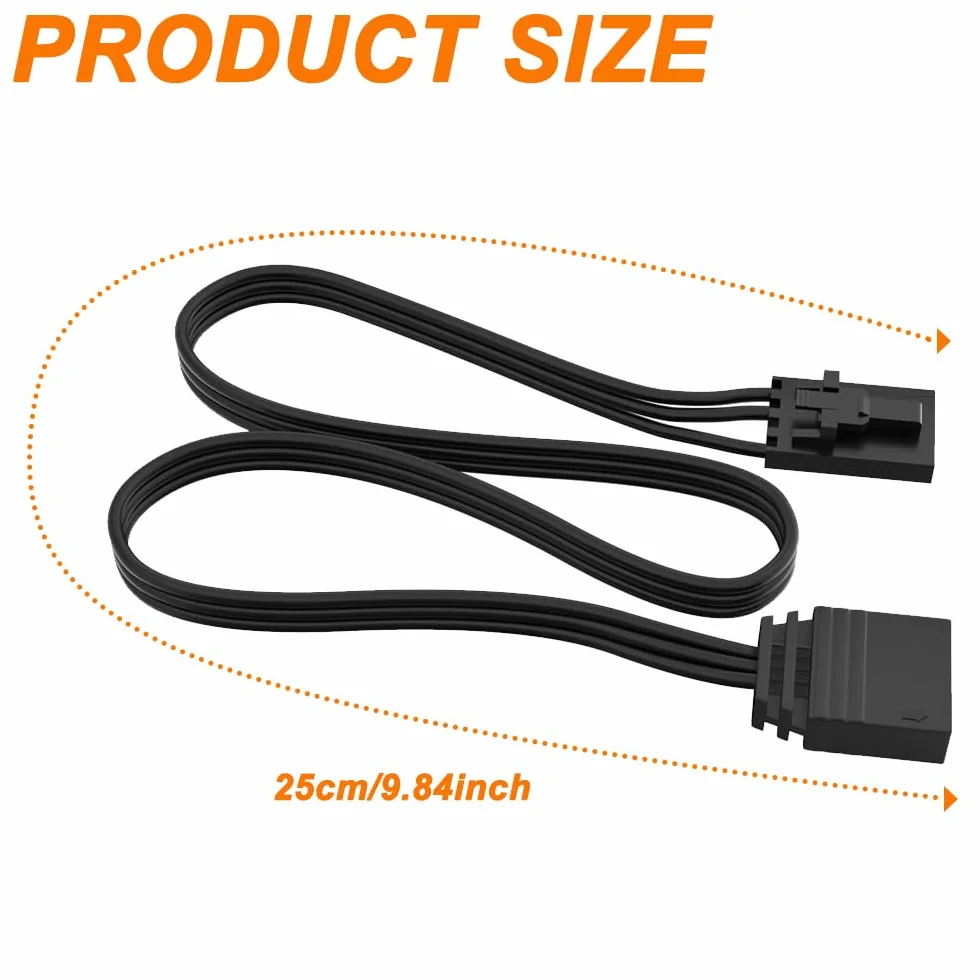 Câble adaptateur RGB 4 broches vers 3 broches pour Corsair RGB, ARGB 5V 3 broches, 10 cm, 3 pièces