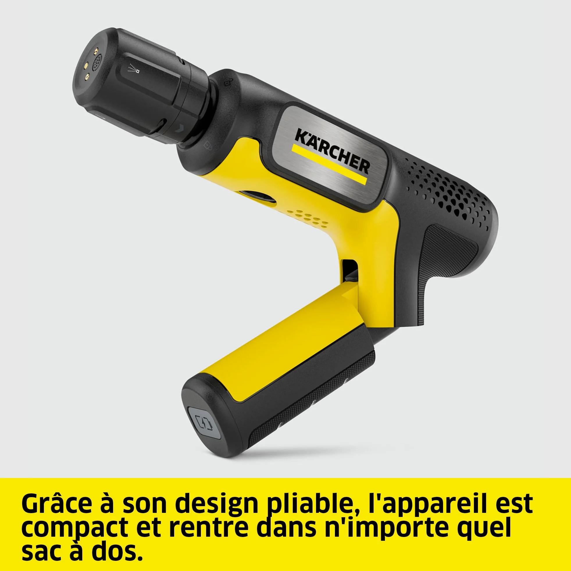 Le Nettoyeur Mobile à Pression OC Compact BA, Pression : 15 Bars, débit d'eau : 150 l/h, autonomie : jusqu'à 30 Min, Poids : 0,8 kg, Batterie Lithium-ION, buse Multi Jet 4 en 1.
