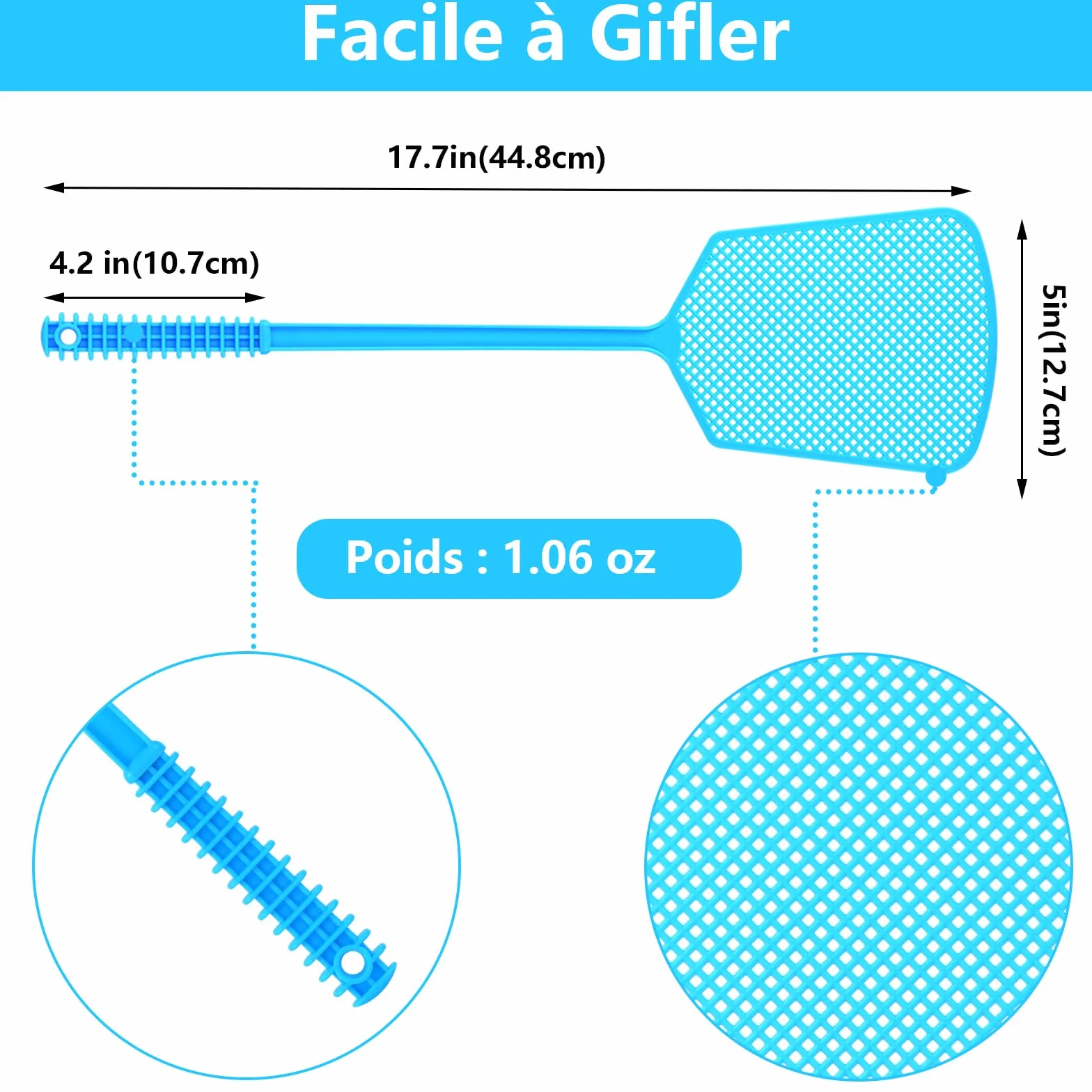 Tapette à Mouches Plastique Long Manche 5 Pièces Antiparasitaire Robuste