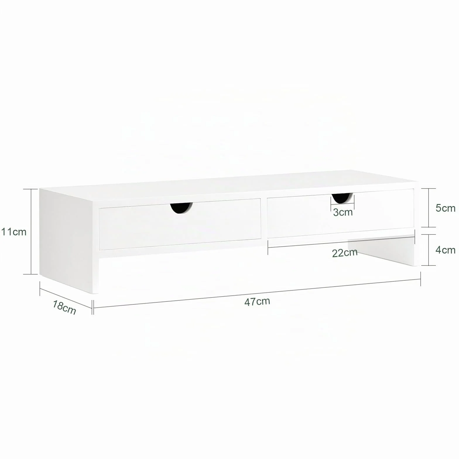 SoBuy Support Écran PC Rehausseur Bureau 2 Tiroirs Rangement Moniteur Universel Ordinateur Portable Blanc 47x18x11cm BBF02-W