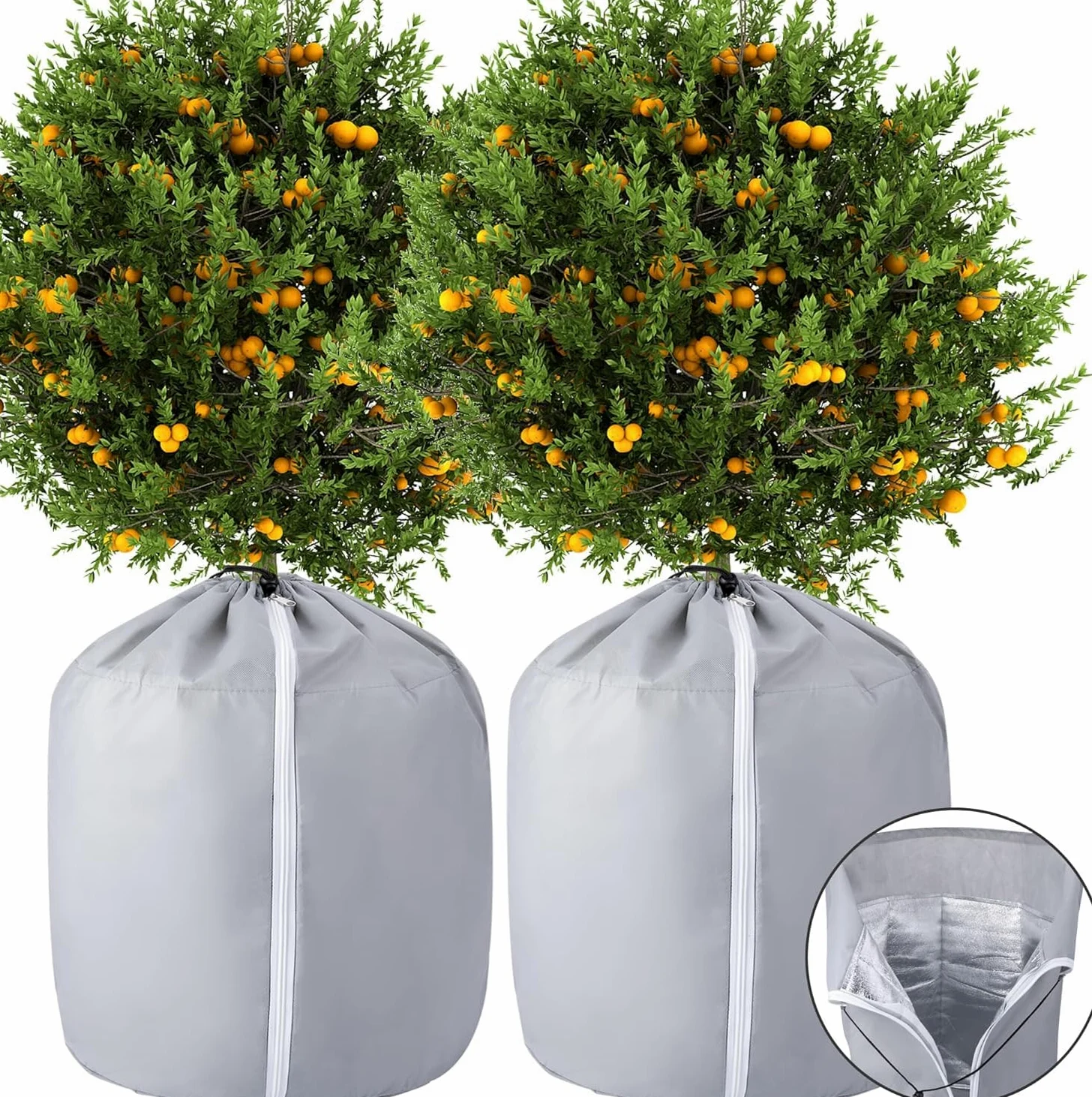 GIONAR 2 Pièces Protege Pot Exterieur - Protection Pot de Fleur Hiver - Housse Hivernage Plante en Pot Réutilisable 70x65cm Grise