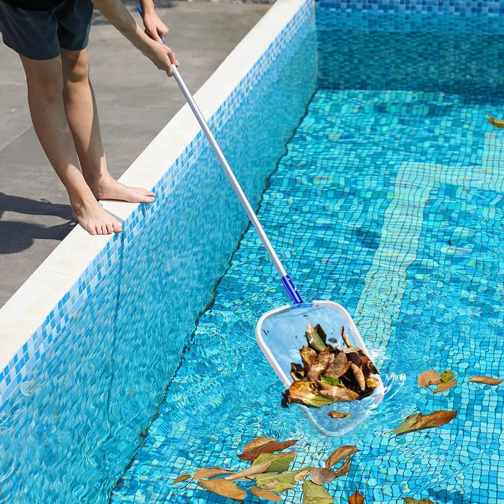 Épuisette Piscine à Mailles Fines, Accessoires Piscine Nettoyage pour Algues, Spas, Fontaine